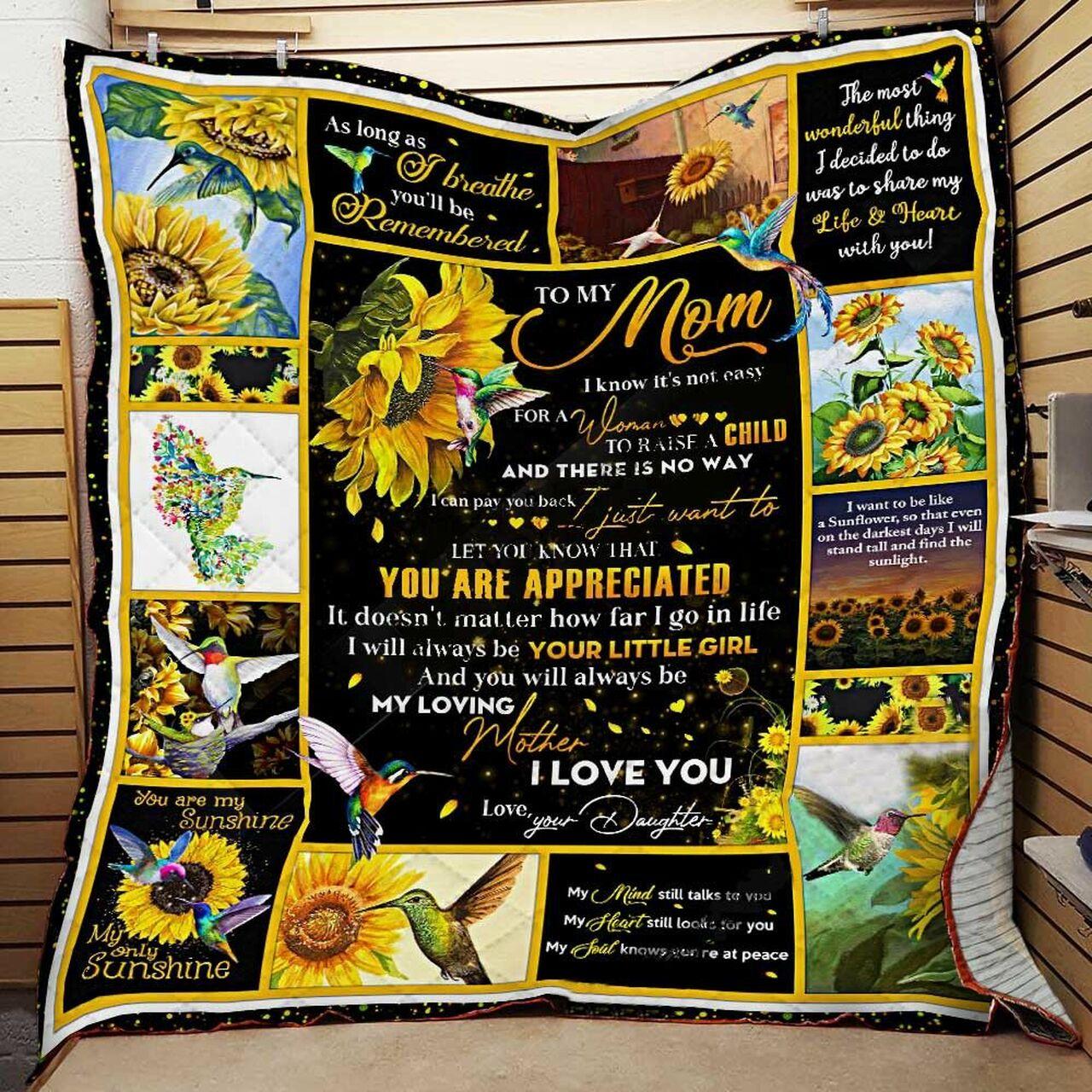 onalized Hummingbird Aunflower To My Mom Quilt Blanket From Daughter You Will Al Be My Loving Mother Greattomized Blanket G For Birthday C Thgiving Mot Day