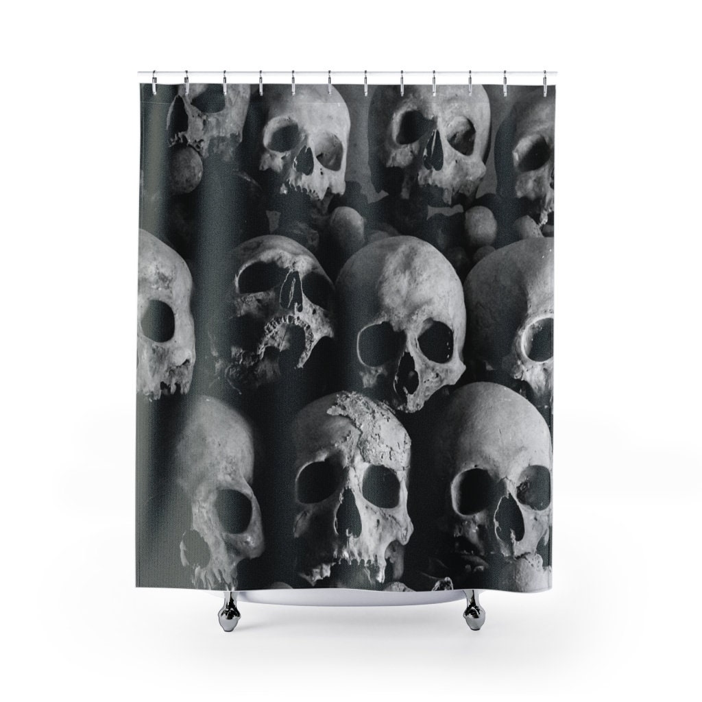 Scary Skulls Shower Curtain For Your Gothic Bathroom Decor