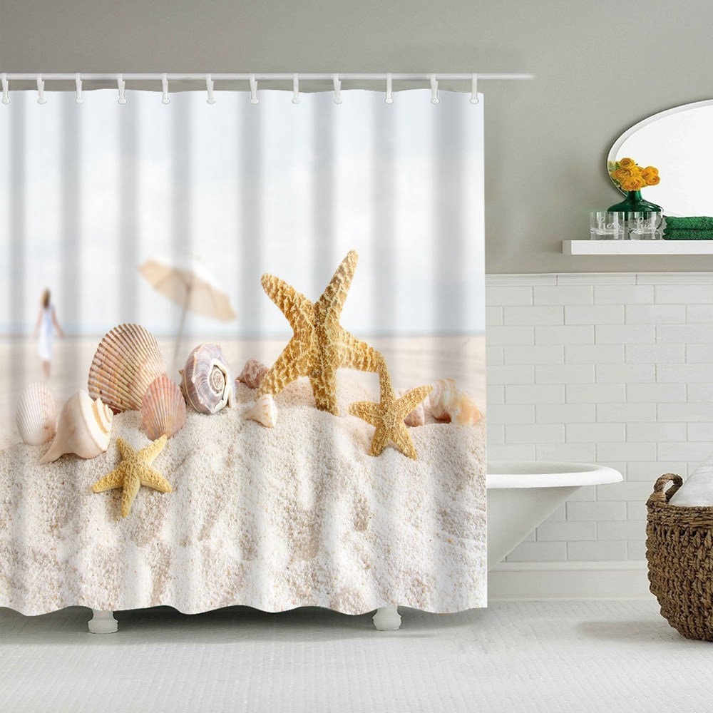 Coastal Conch Shower Curtain For Your Ocean Lover Bathroom Decor