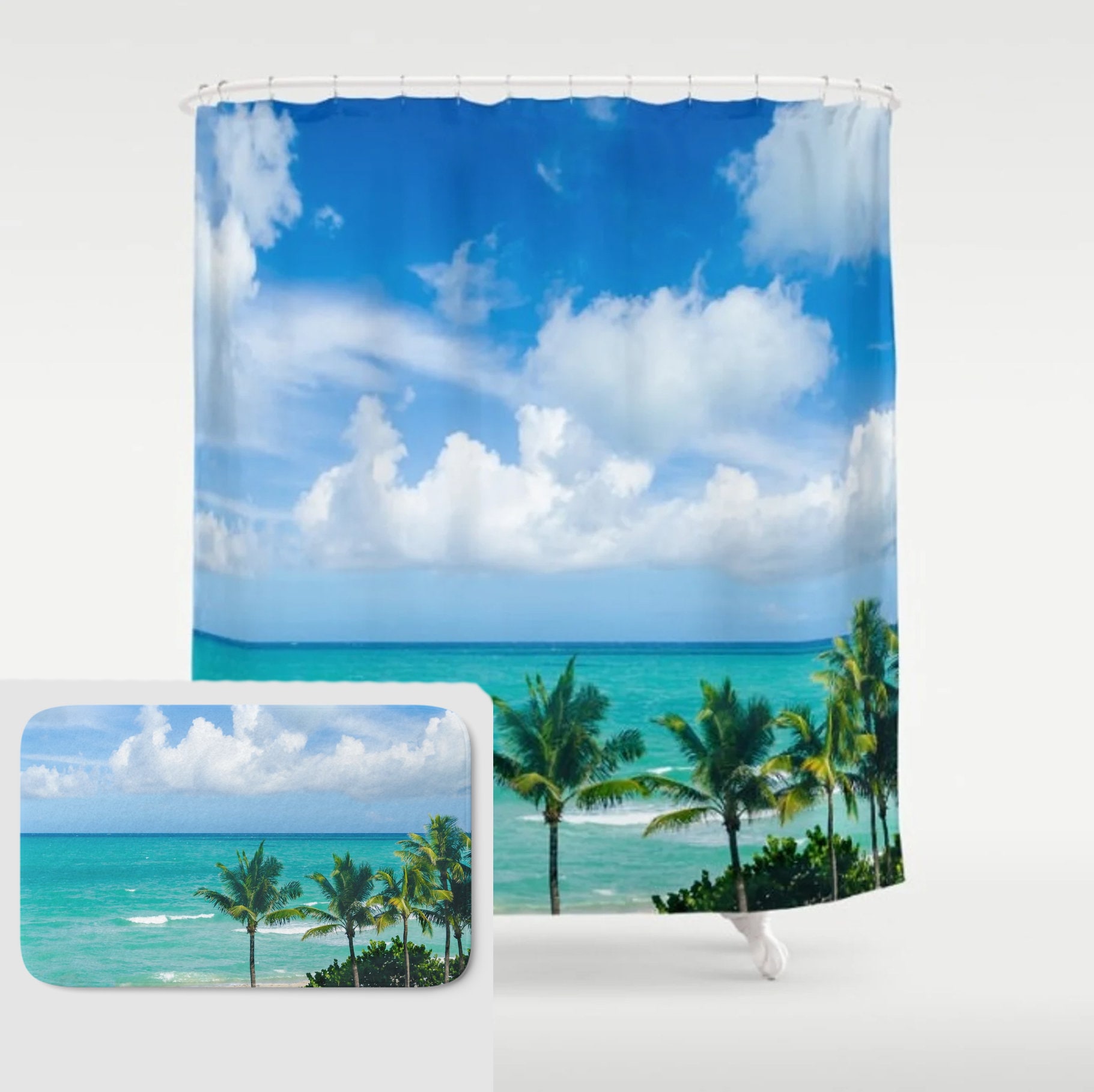 Palms Beach Shower Curtain For Your Beach House Bathroom Decor