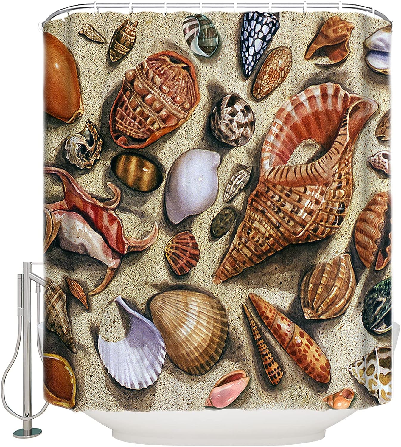 Retro Seashells Shower Curtain For Your Beachy Bathroom Decor