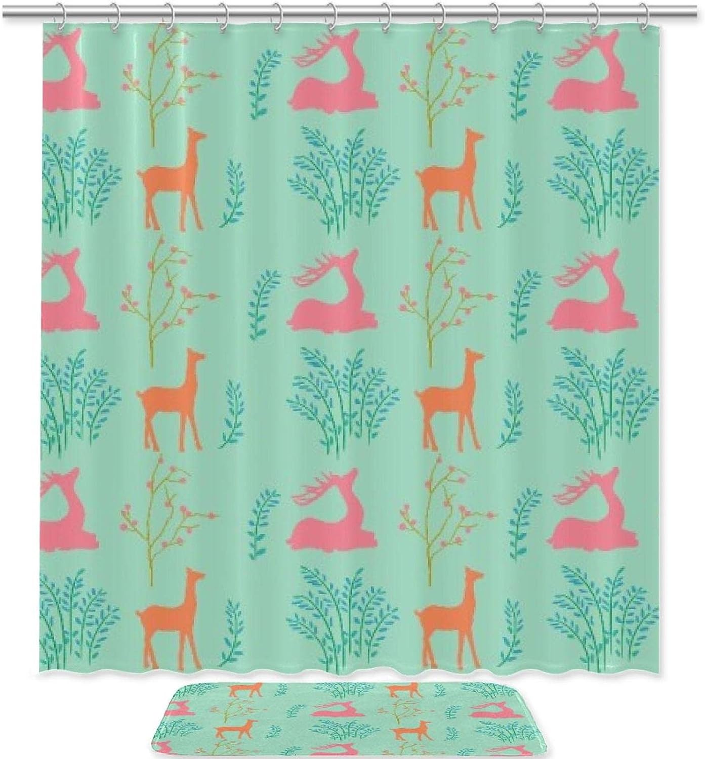 Sika Deer Under The Beautiful Tree Shower Curtain In Waterproof Fabric For Bathroom Decor