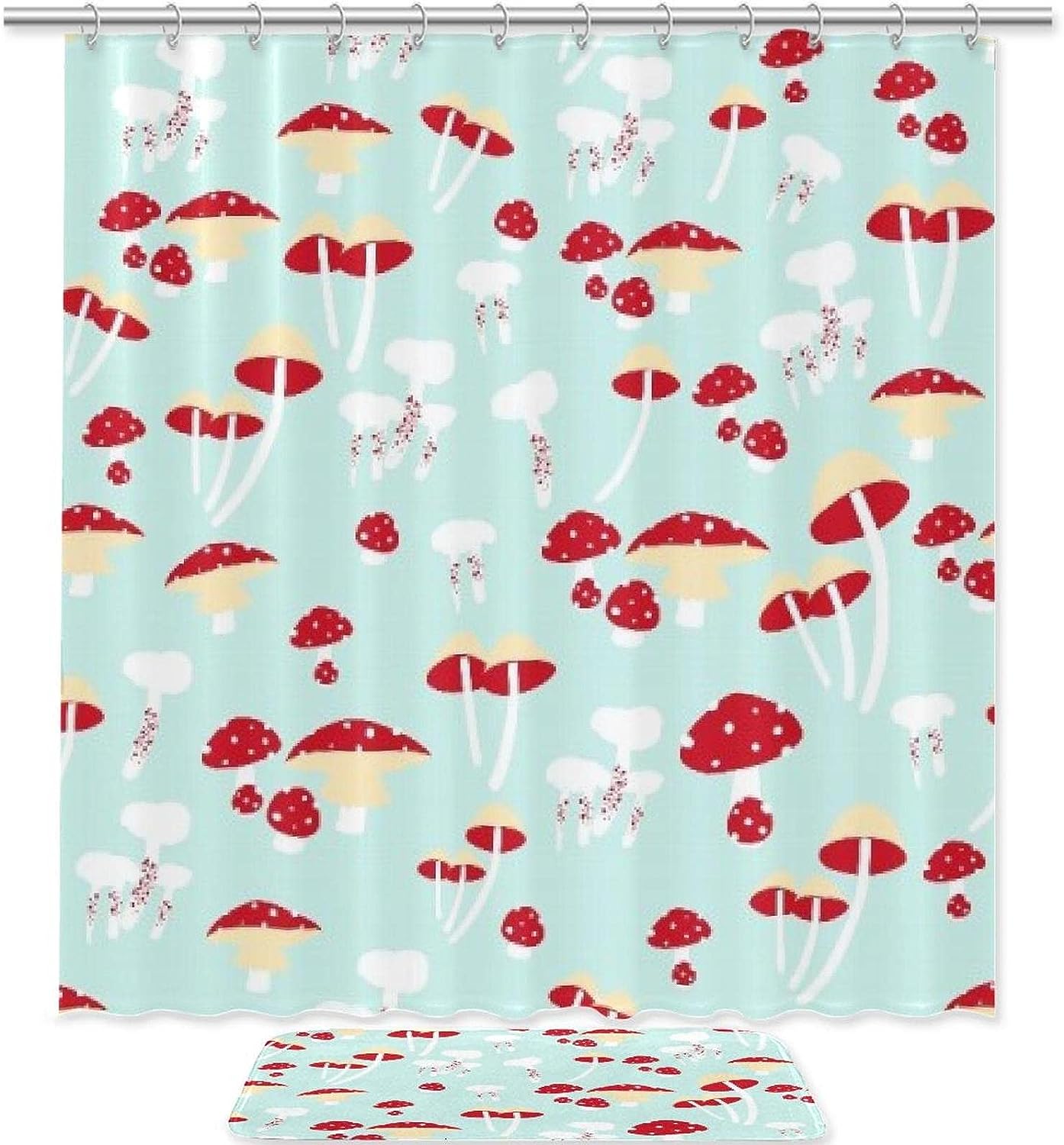 Mushroom Shower Curtain In Speckled Red Home Decor Bathroom Curtain