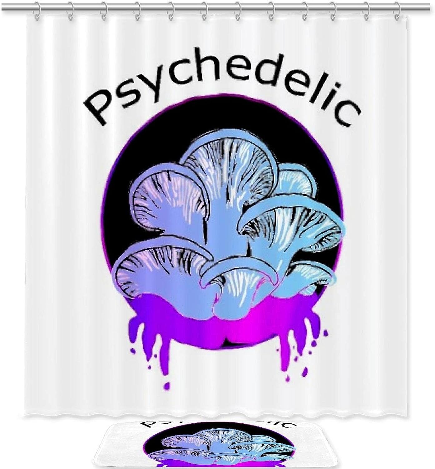 Purple And White Mushroom Shower Curtain In Waterproof Fabric For Bathroom Decoration
