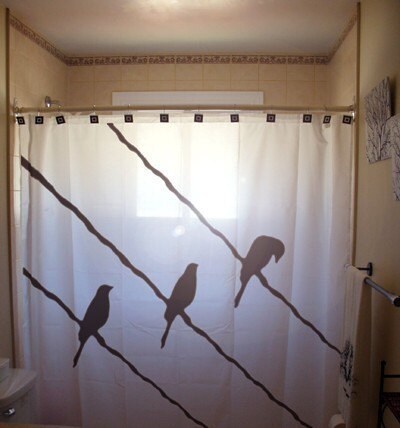 Charming Birds On A Wire Shower Curtain Extra Long Fabric