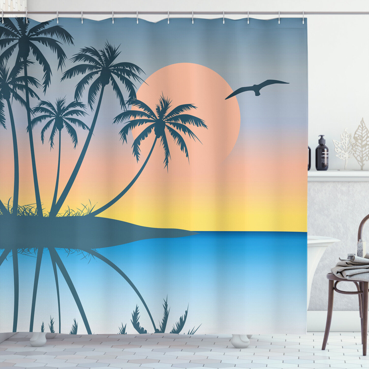 Exotic Bird Shower Curtain For Tropical Bathroom Decor 75 Inches Long