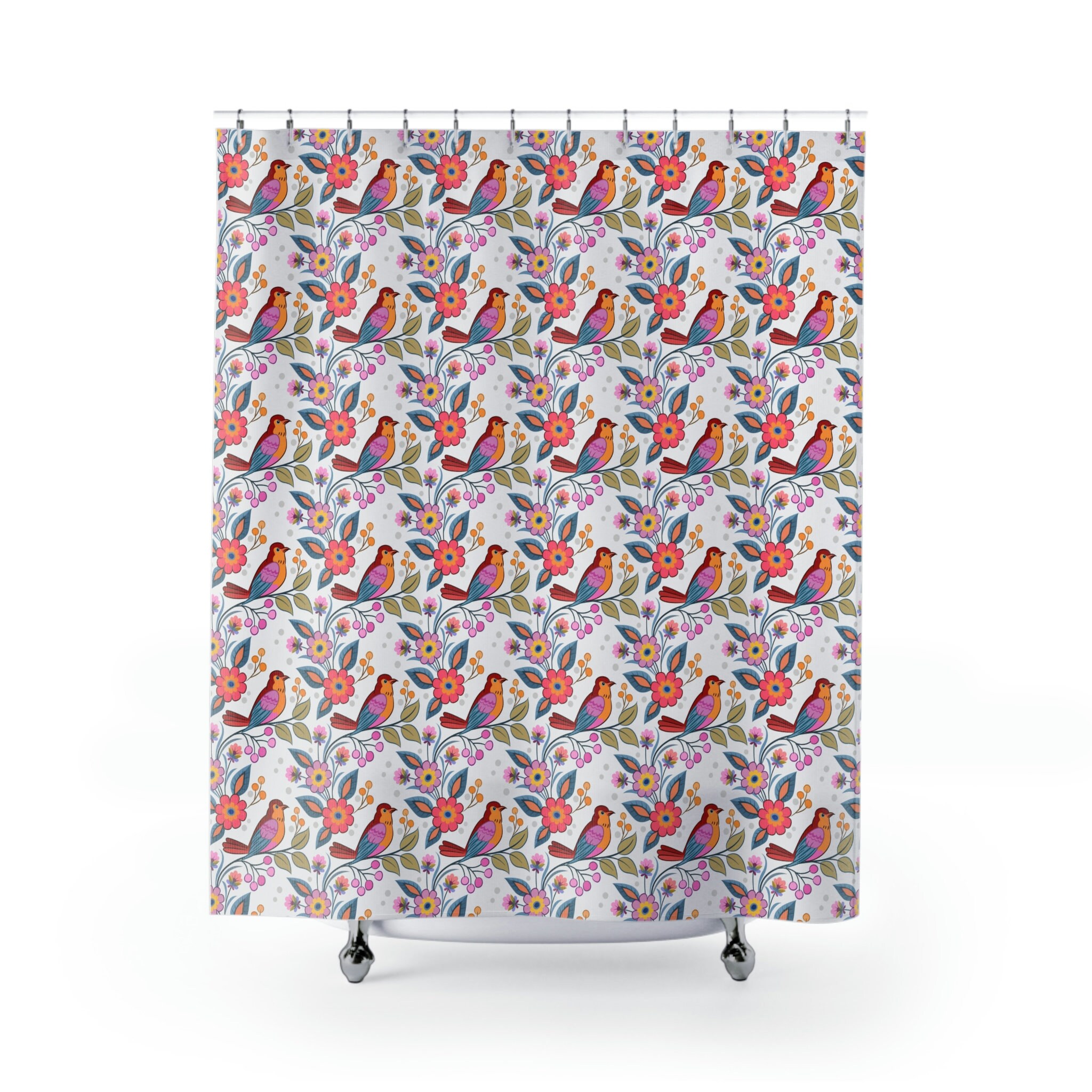 Spring Birds Shower Curtain For Fresh And Fun Bathroom Decor And Housewarming Gift