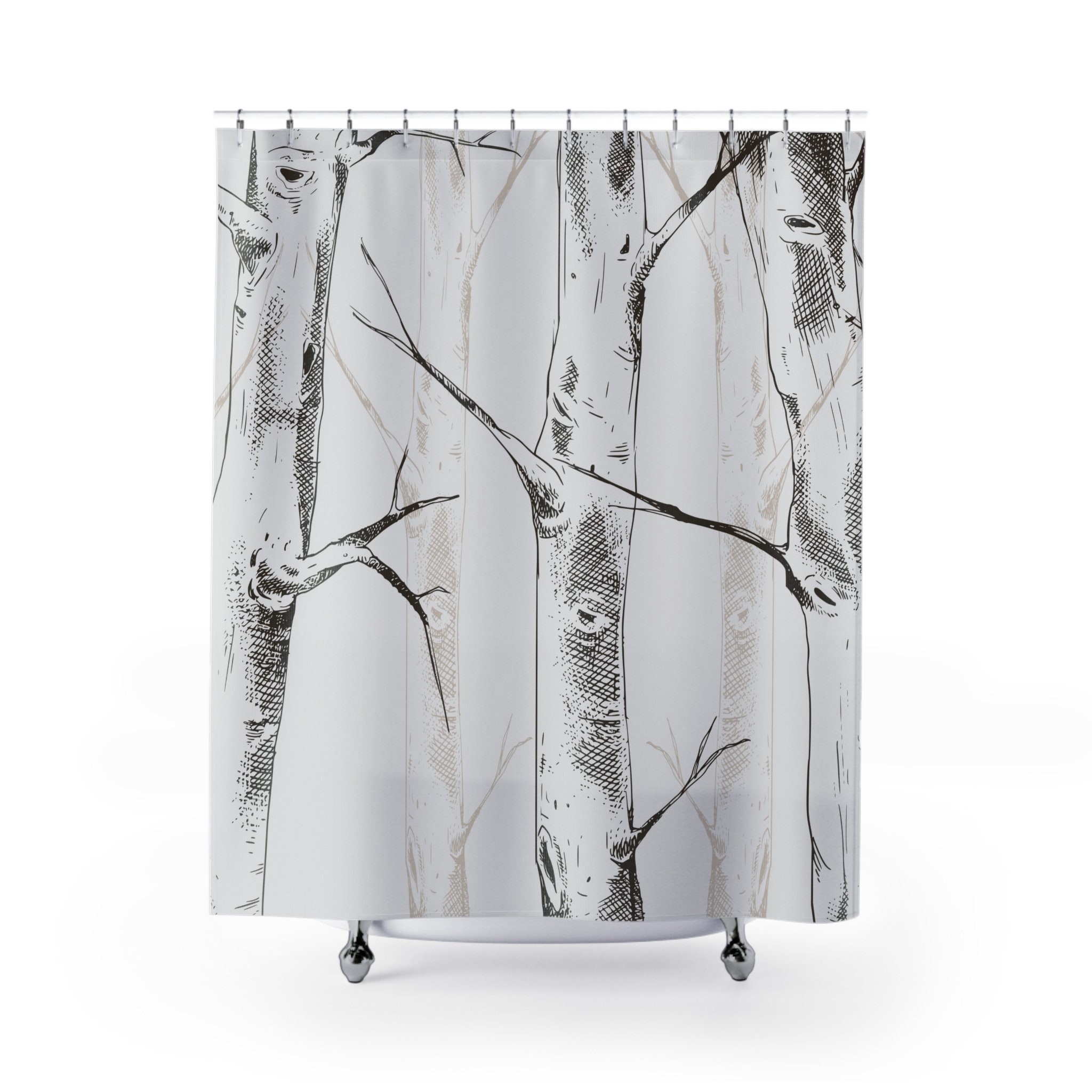 Goblincore Birch Forest Shower Curtain For Unique Nature Lover Home Decor