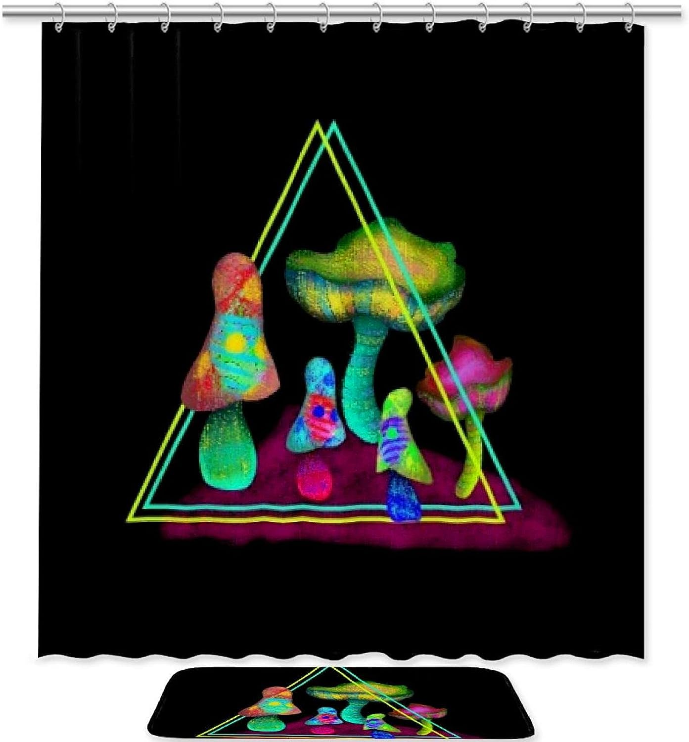 Colorful Oil Painting Mushrooms Waterproof Shower Curtain For Bathroom Decoration