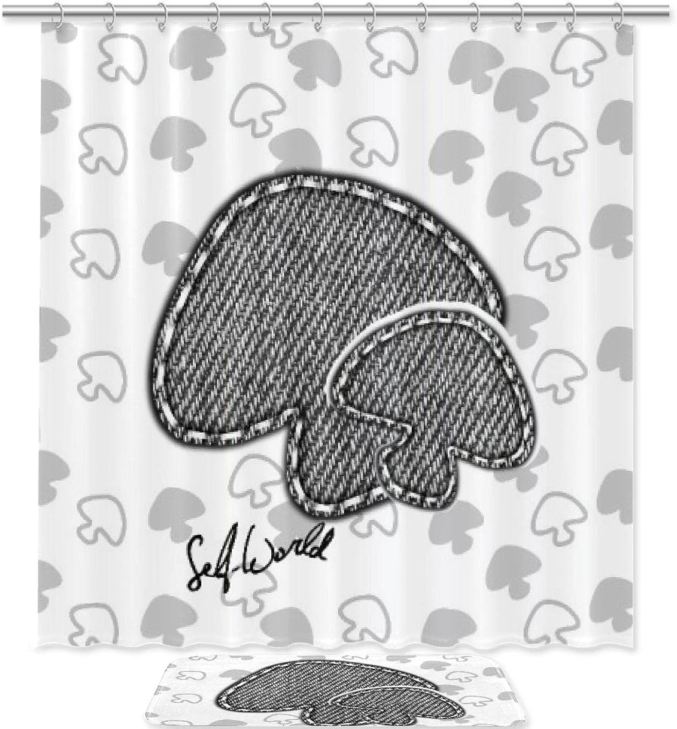 Mushroom Shadow Waterproof Shower Curtain For Bathroom Decoration