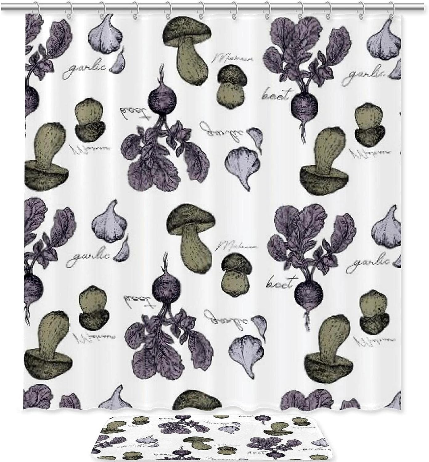 Mushroom Radish Shower Curtain In Waterproof Fabric For Bathroom Decor