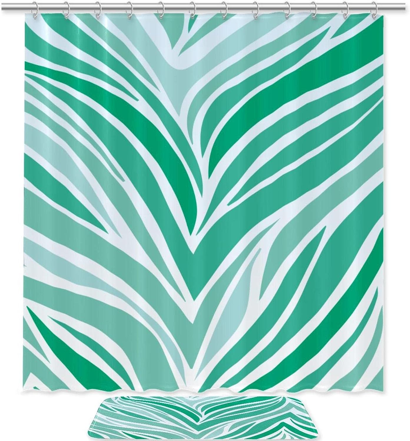 Green Leopard Stripe Shower Curtain For Bathroom Decoration