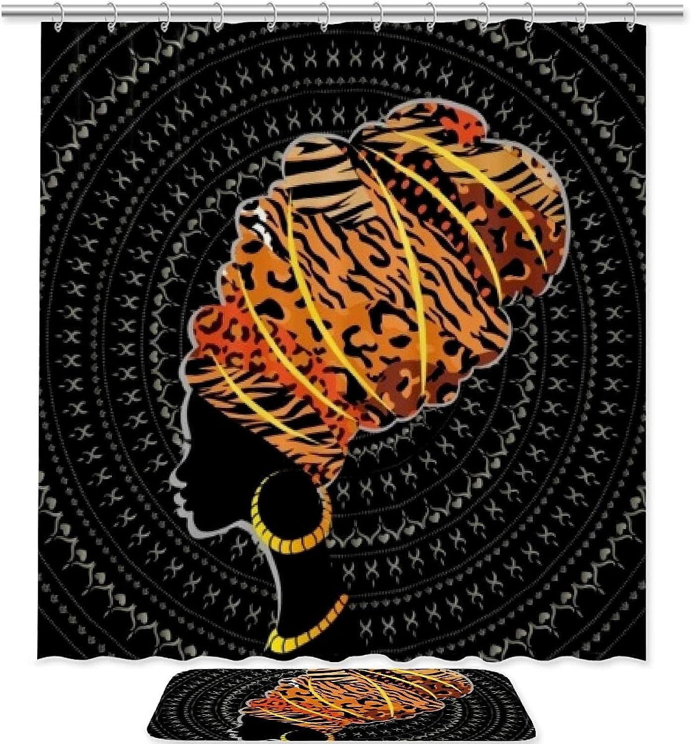 Fashionable Leopard Silhouette Woman Shower Curtain For Bathroom Decor
