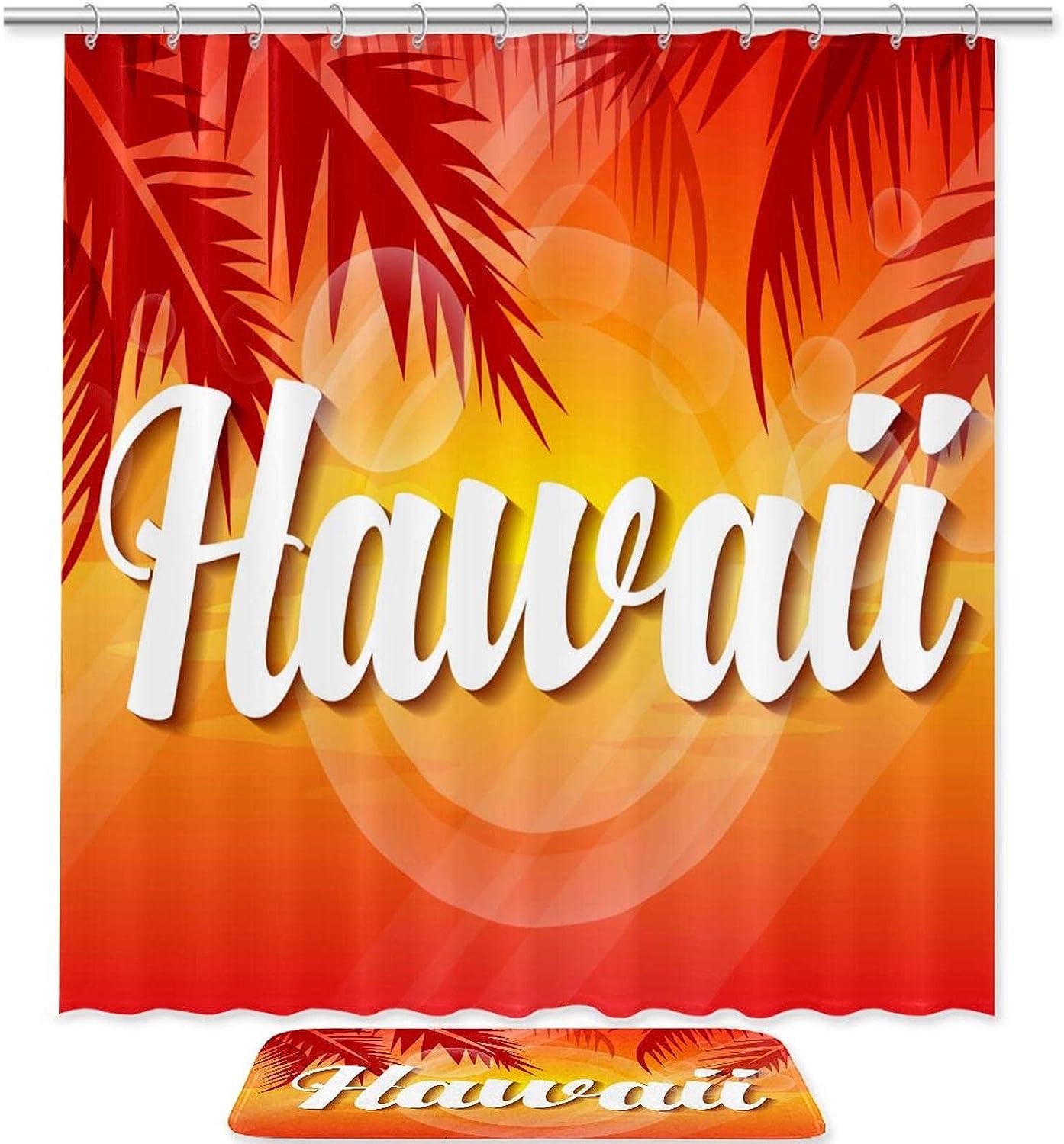 Hawaii Sunset Shower Curtain For Bathroom Decor In Waterproof Fabric