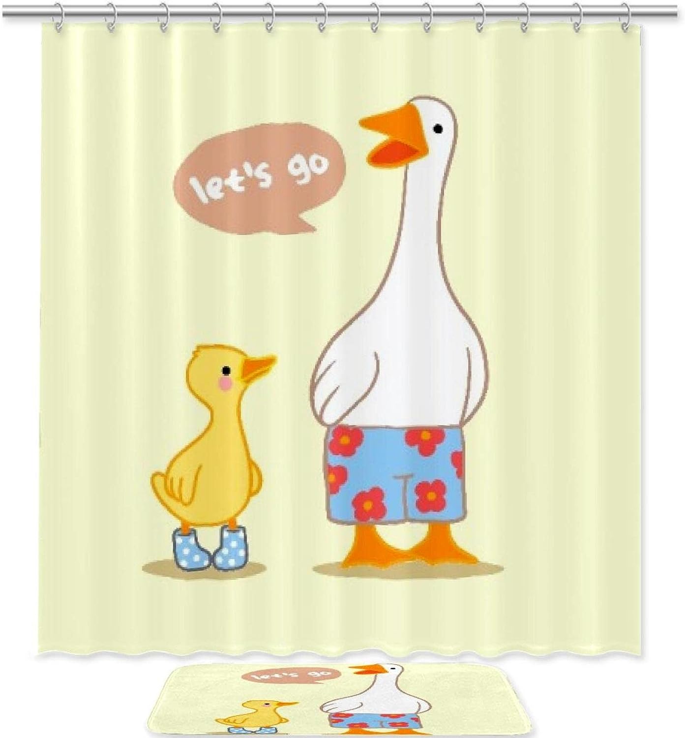 Goose And Duck Waterproof Shower Curtain For Nature Bathroom Decor