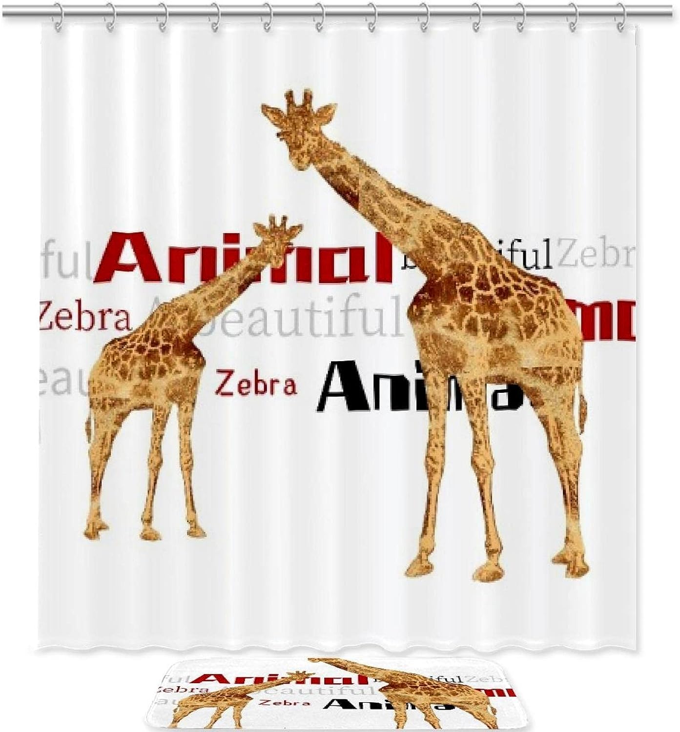 Giraffes Gaze Waterproof Shower Curtain For Safari Bathroom Decor
