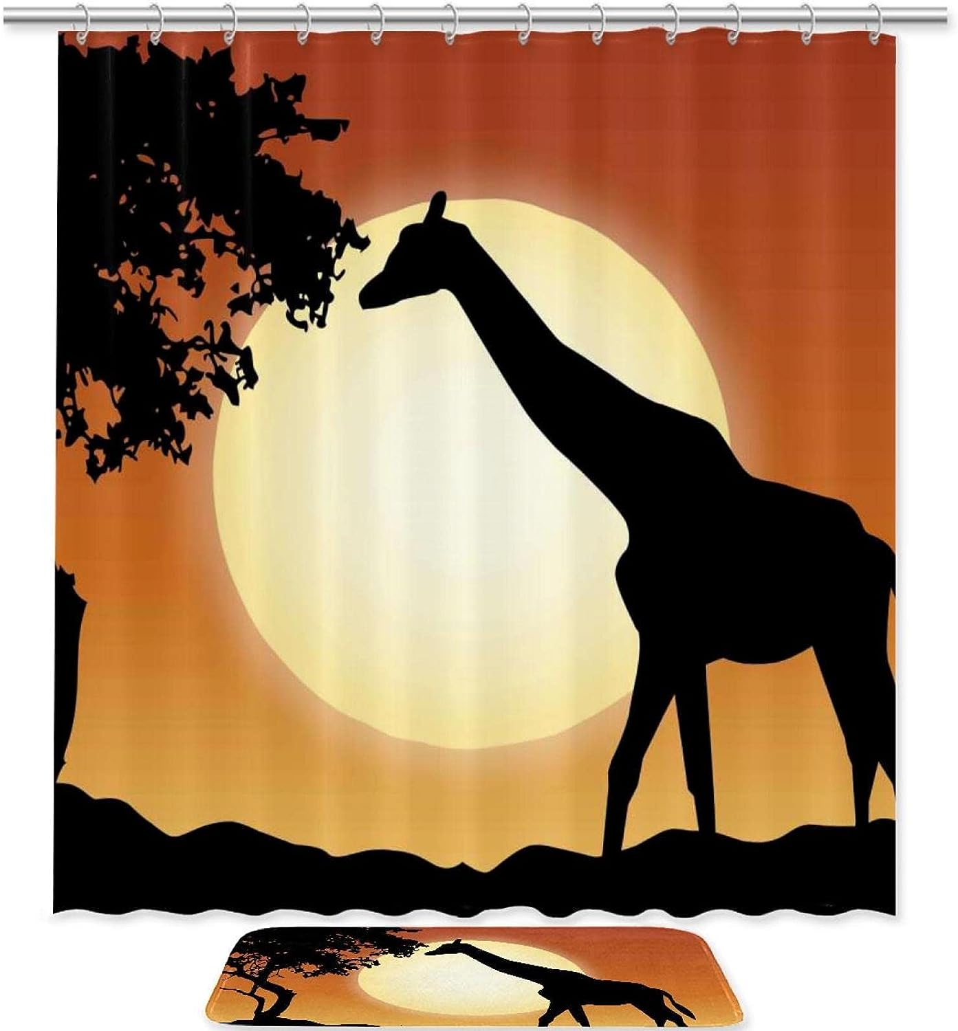 Giraffe Print Waterproof Shower Curtain For Safari Bathroom Decor