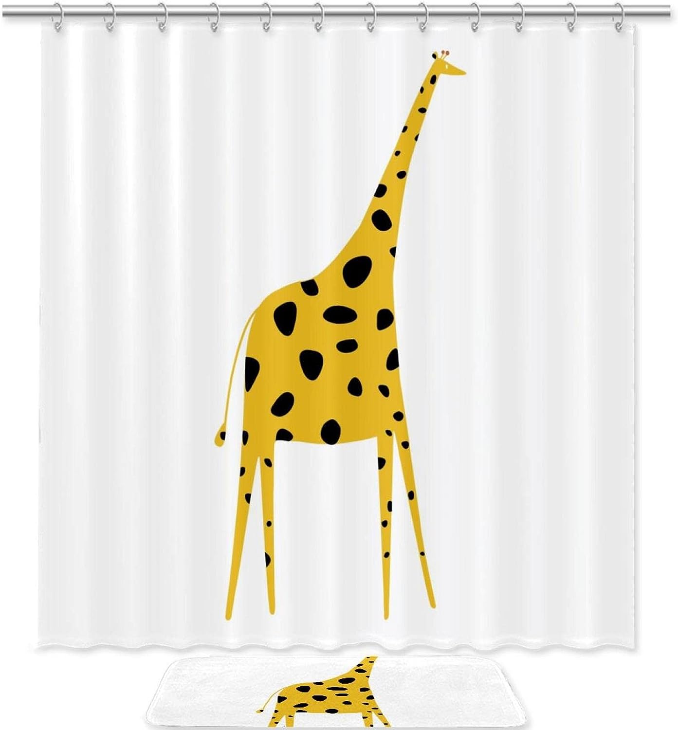 Cartoon Giraffe Waterproof Shower Curtain For Playful Bathroom Decor