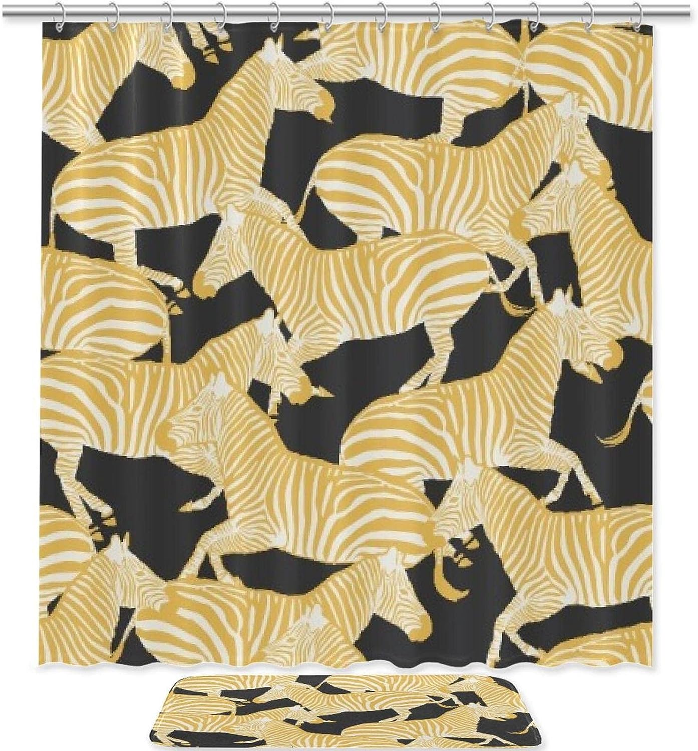 Golden Zebra Waterproof Shower Curtain For Bold Bathroom Decor
