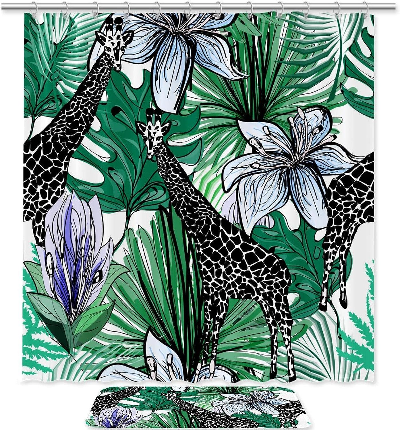 Giraffe Pattern Waterproof Shower Curtain For Safari Bathroom Decor
