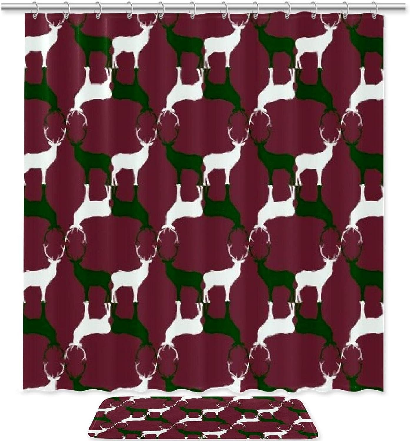 European Style Deer Waterproof Shower Curtain For Rustic Bathroom Decor