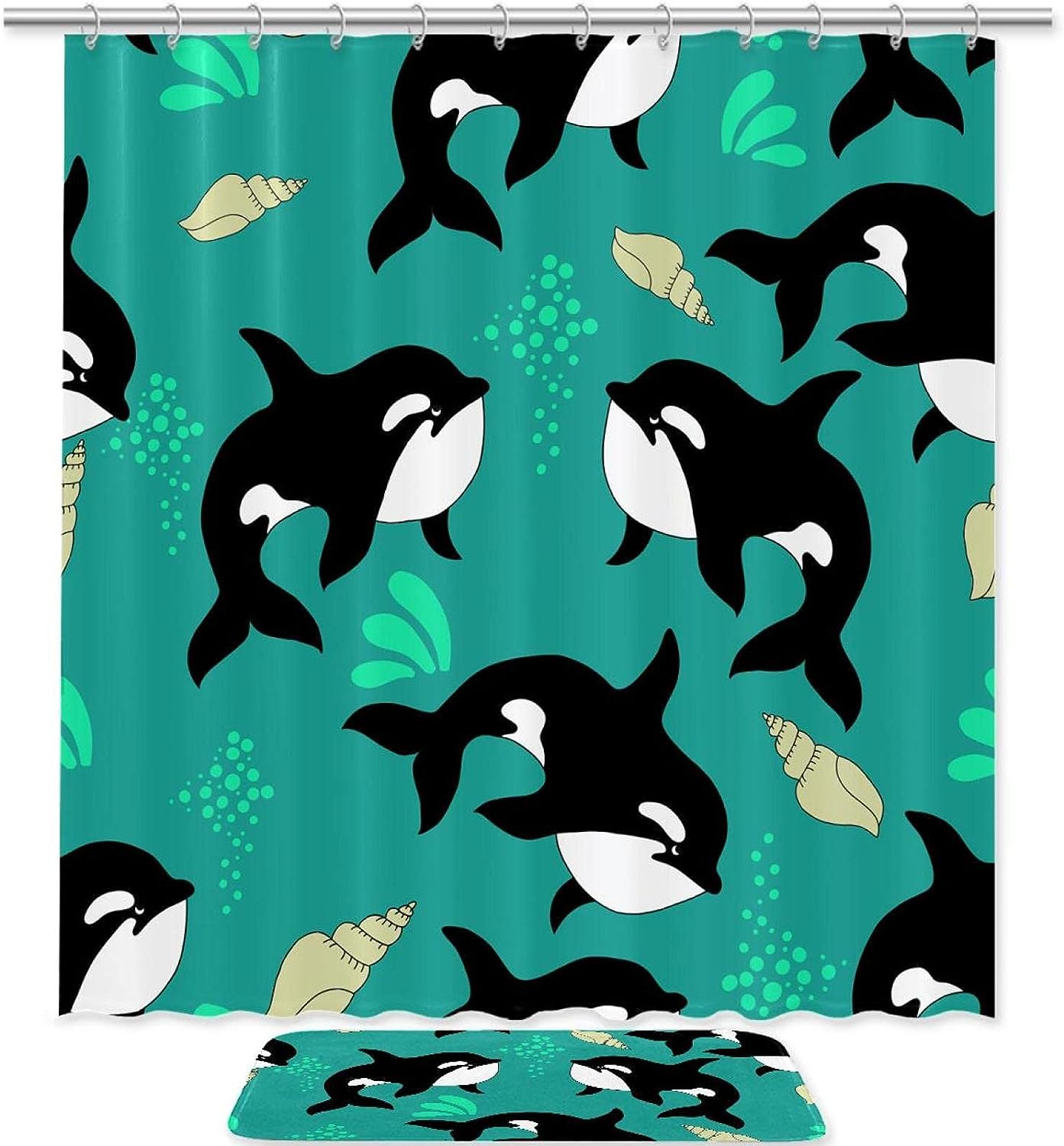 Dolphin Sea Animal Waterproof Shower Curtain For Ocean Bathroom Decor