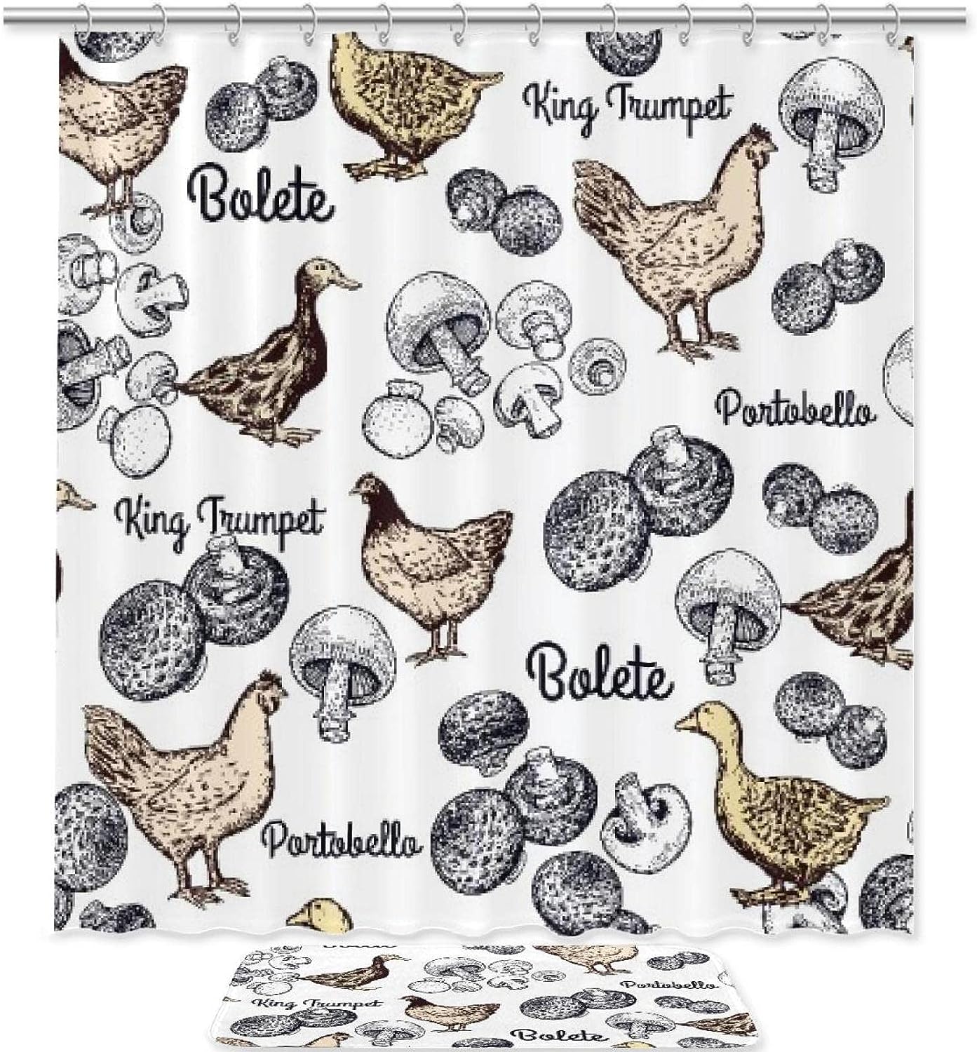Farm Animals Waterproof Shower Curtain For Rustic Bathroom Decor