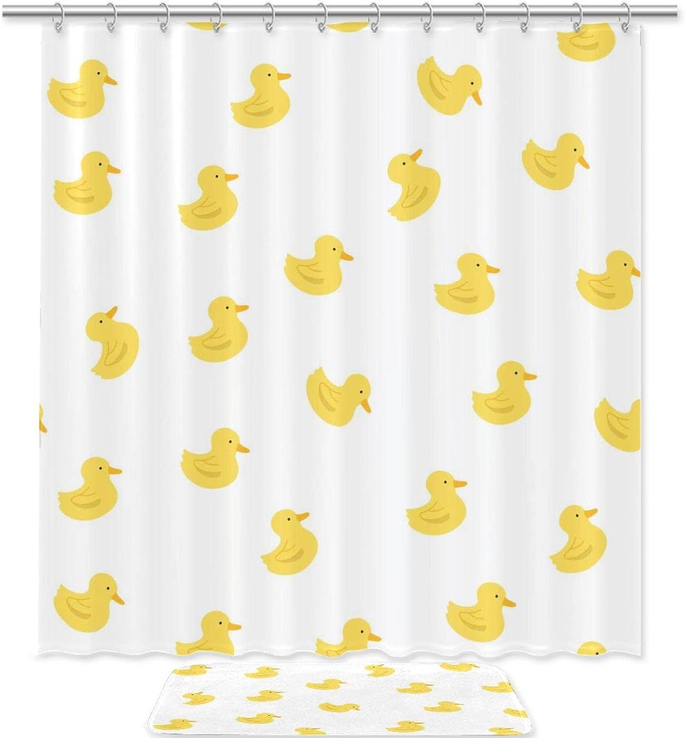 Duck Pattern Bathroom Shower Curtain Waterproof Fabric