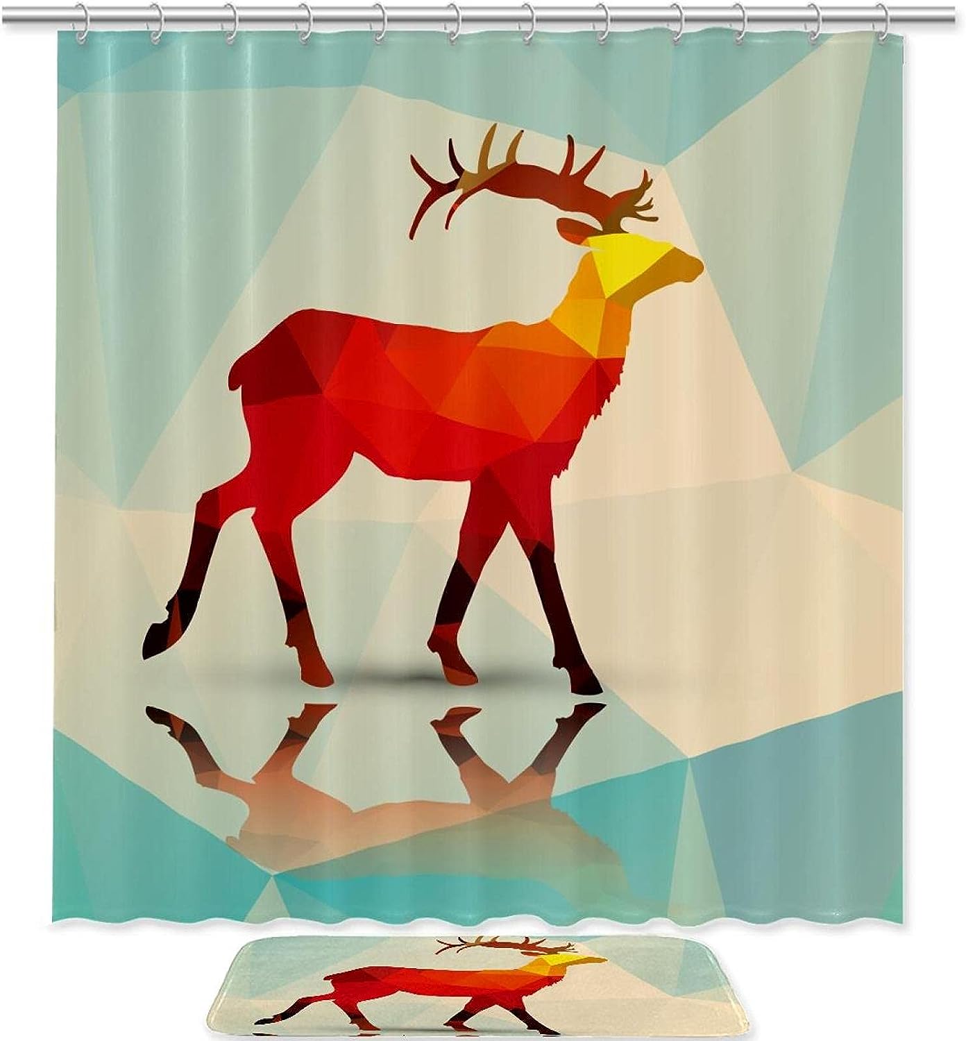 Deer Bathroom Shower Curtain Waterproof Fabric