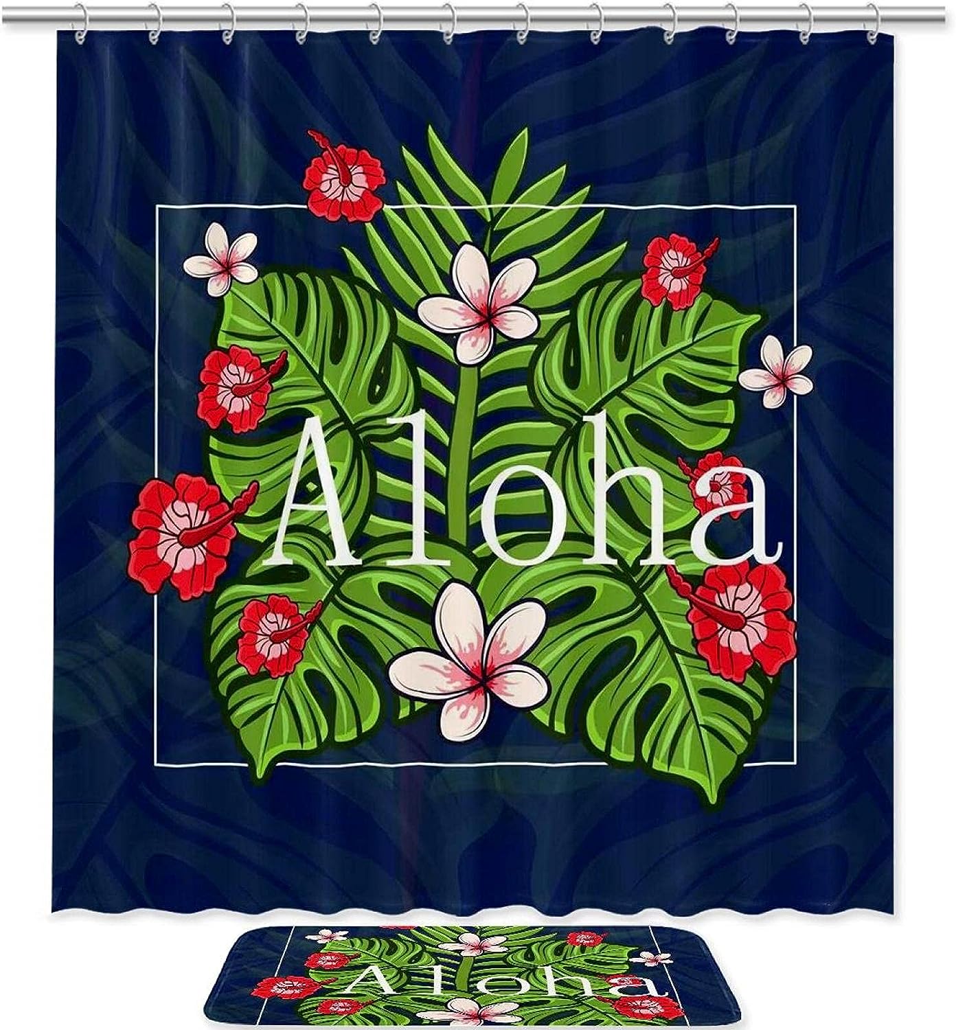 Hawaiian Aloha Tropischen Bathroom Shower Curtain Waterproof Fabric
