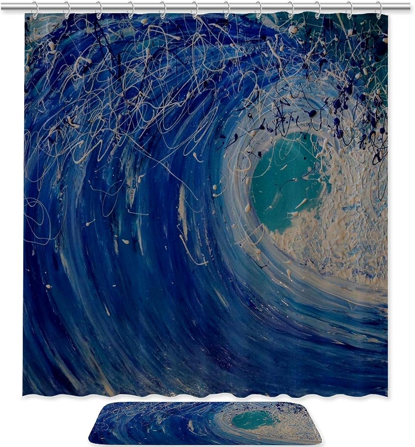 Hawaii Wave Bathroom Shower Curtain Waterproof Fabric