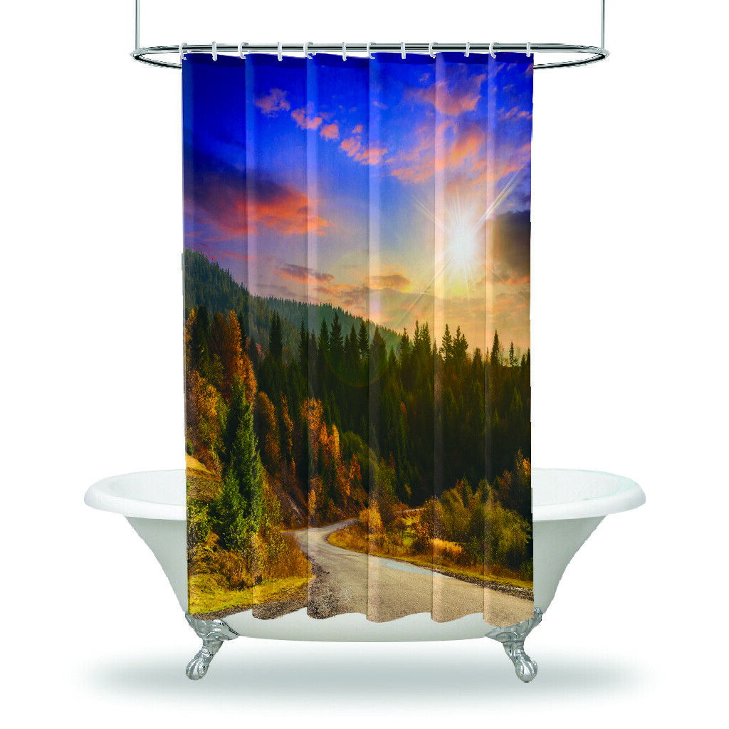 Flowers Bath Waterproof Fabric Shower Curtain With Elephants Bathroom Accessories