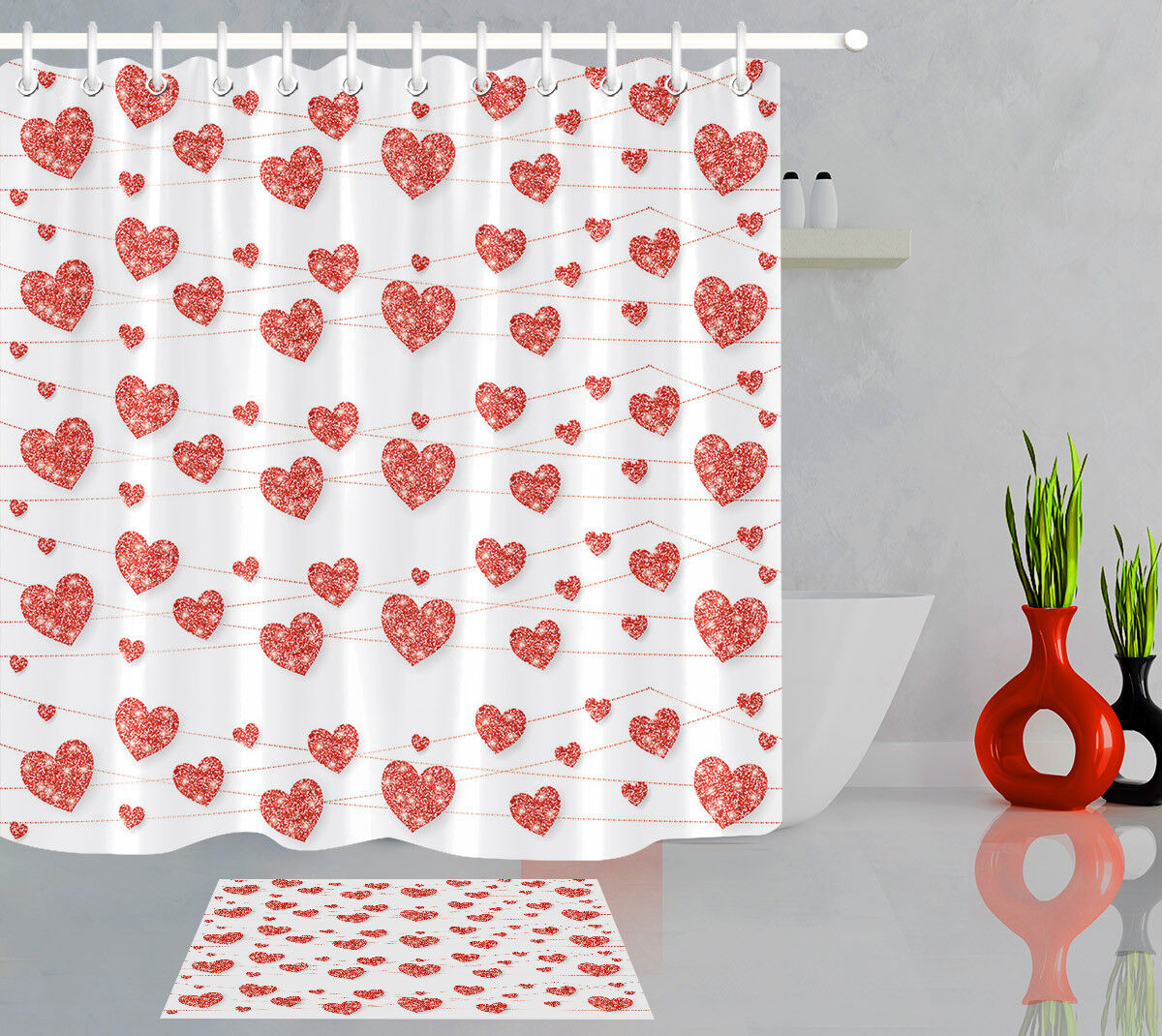 Spring Easter Bunny Eggs Waterproof Fabric Shower Curtain Hooks Bathroom Decor
