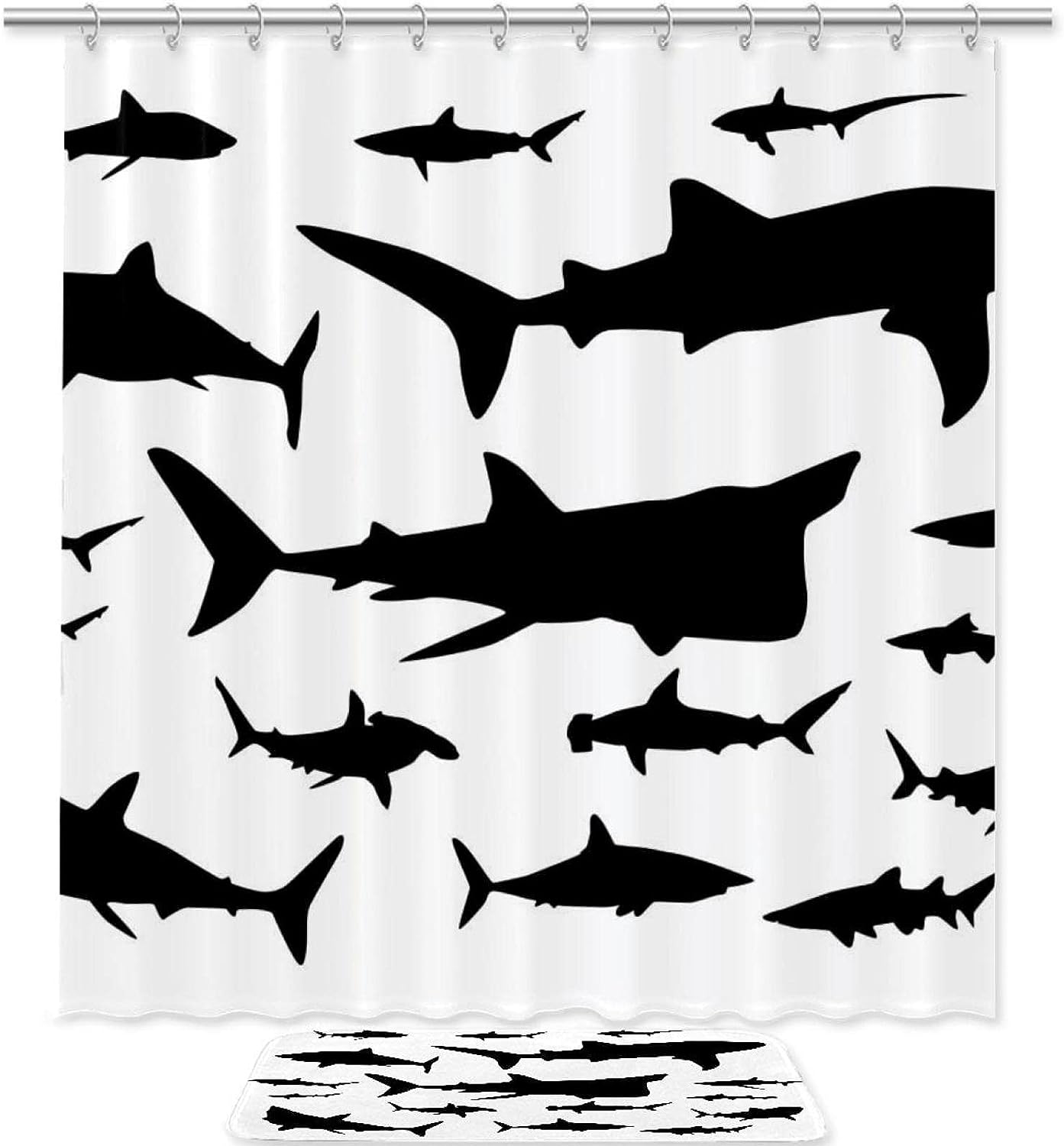 Sharks Waterproof Fabric Shower Curtain For Bathroom Bathroom Accessories