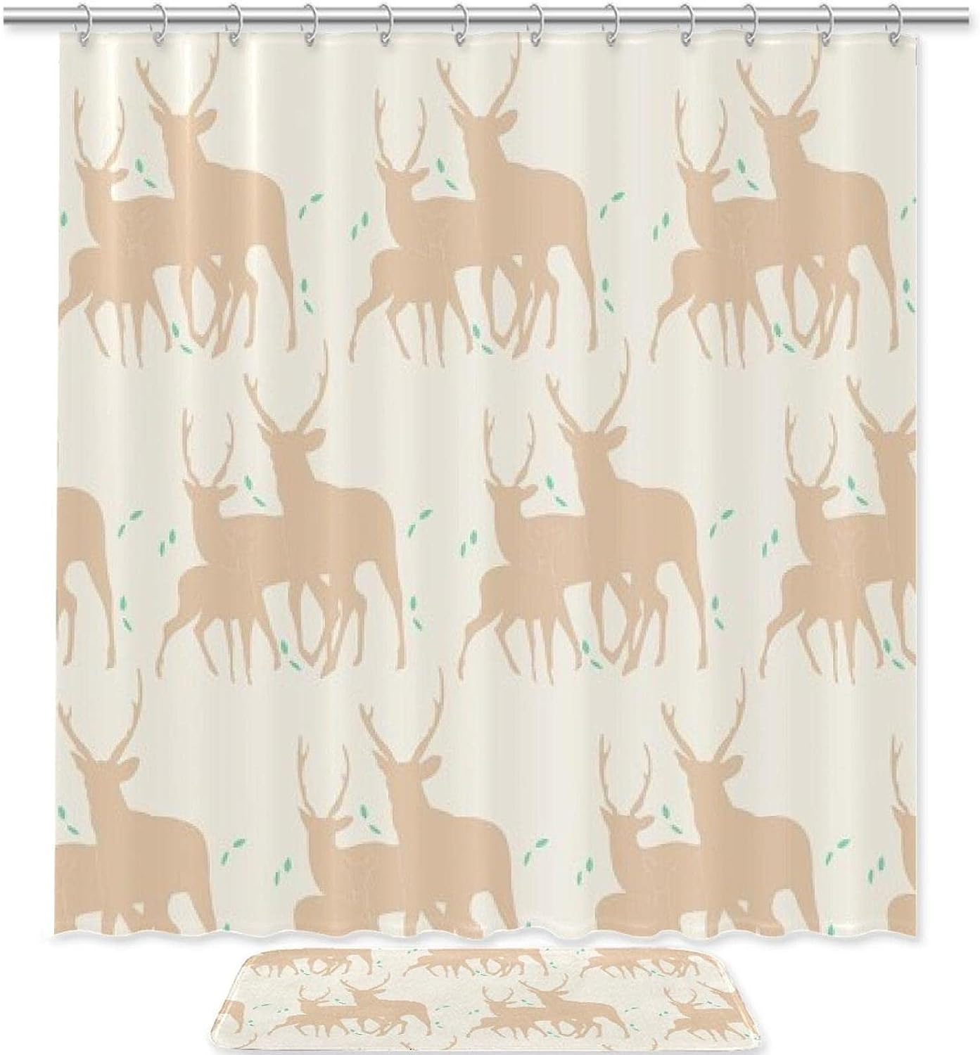 Deer Family Waterproof Fabric Shower Curtain Home Decor