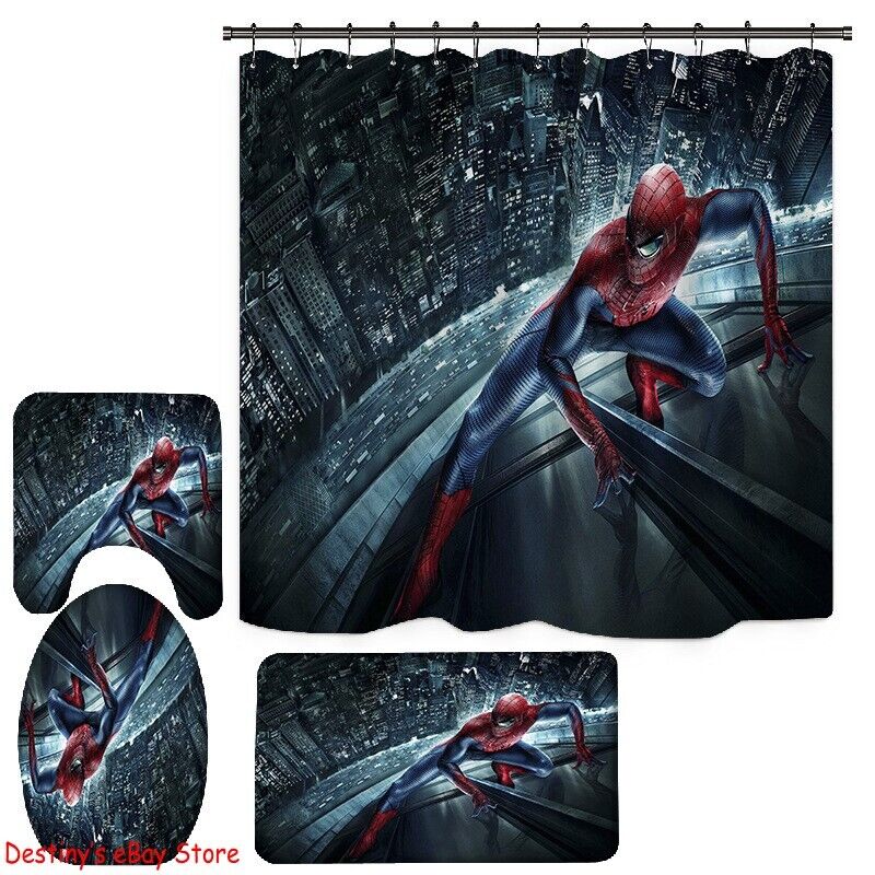 Spiderman Foot Mat Bathroom Shower Curtain Bathroom Accessories