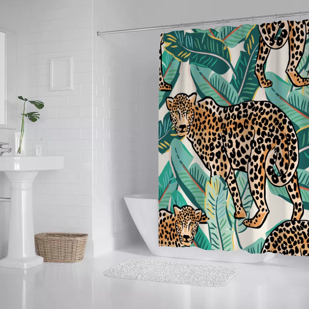 Cheetah Print Bath Shower Curtain Bathroom Curtain