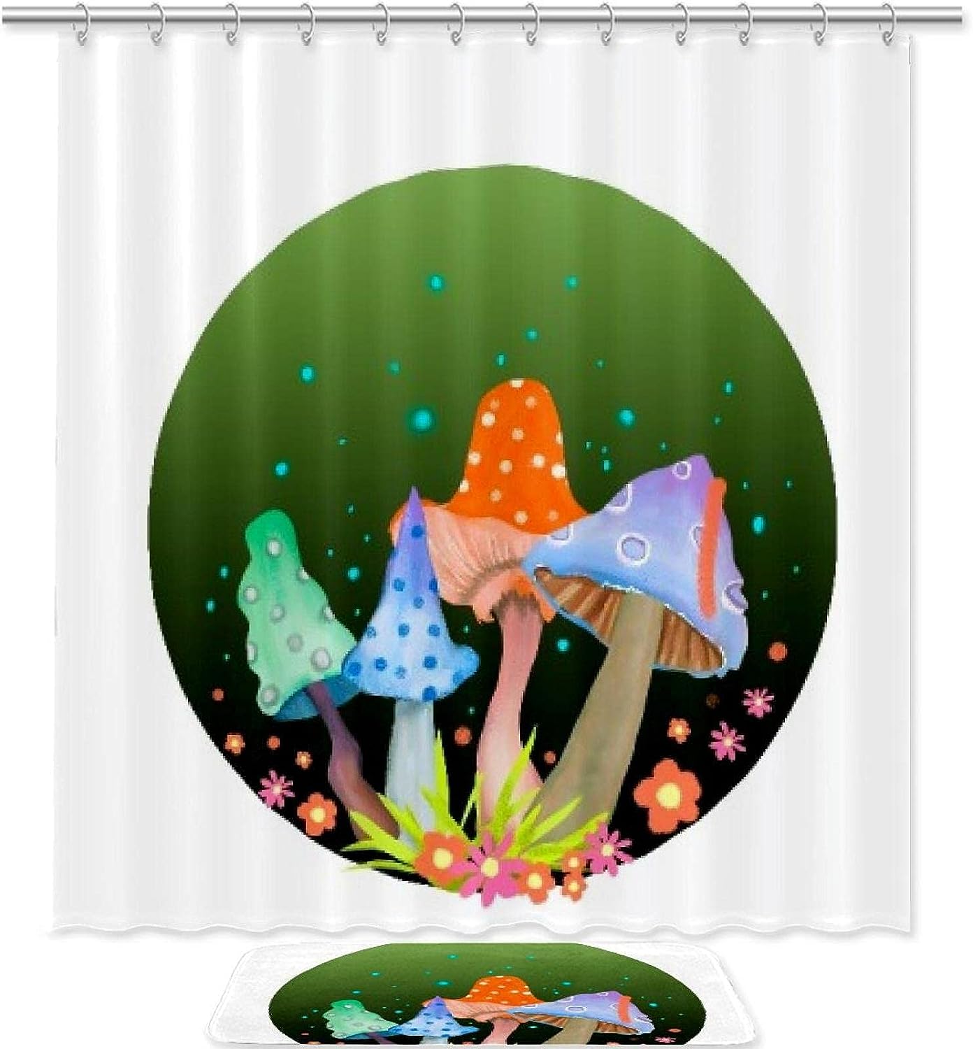 Floral Mushroom Waterproof Shower Curtain For Whimsical Bathroom Decor