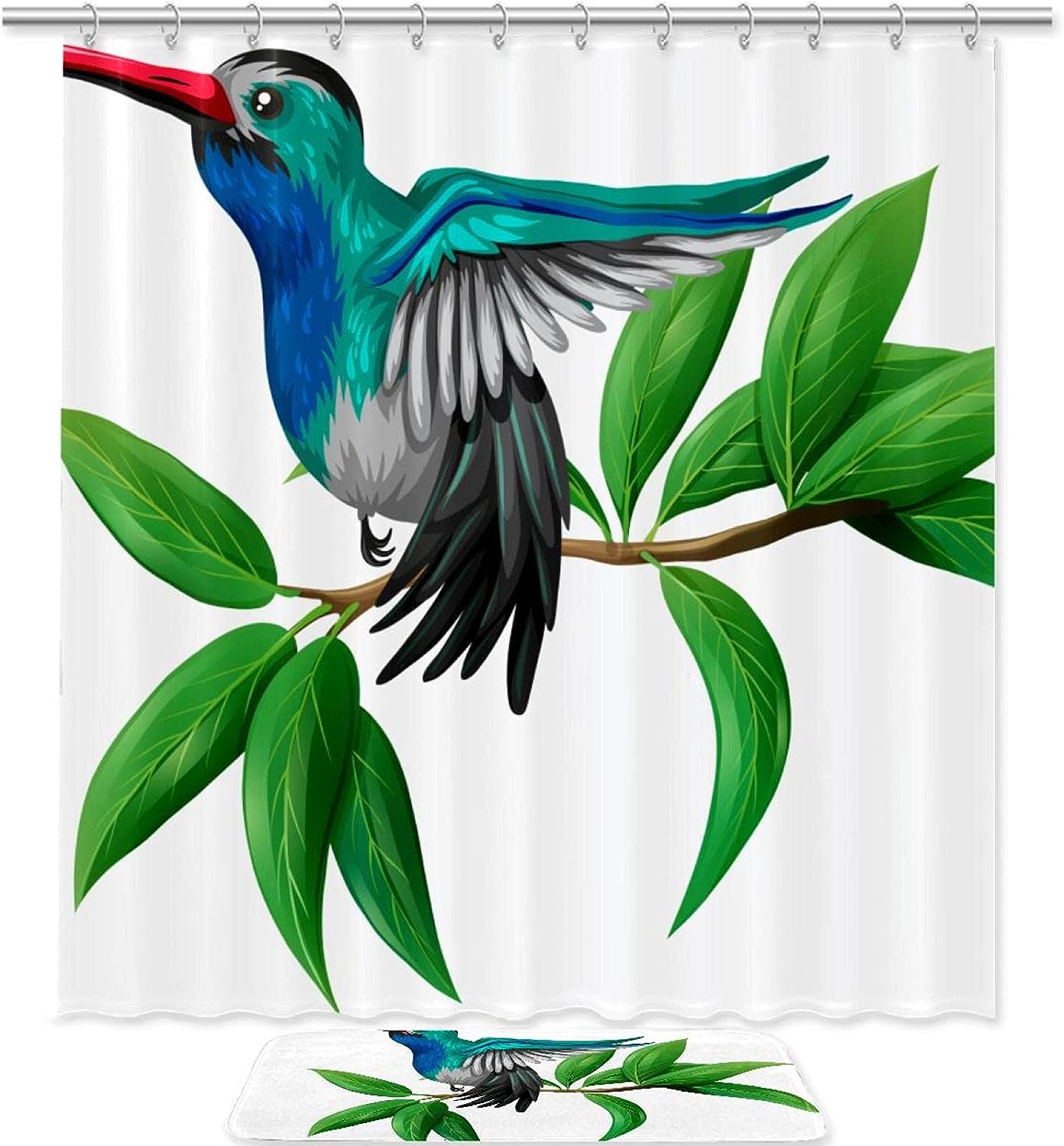 Hummingbird Waterproof Shower Curtain For Nature Bathroom Decor