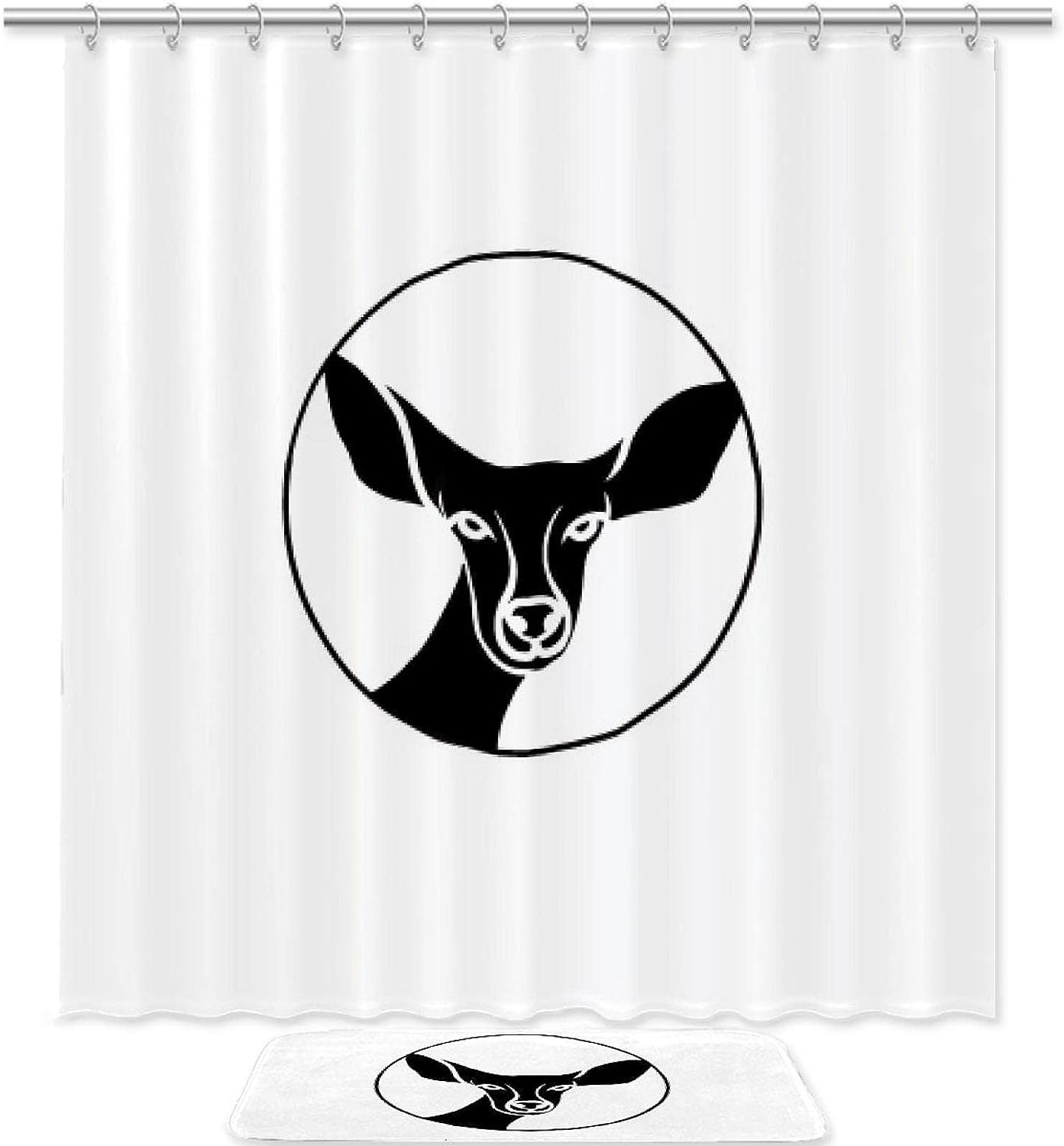 Business Deer Head Icon Printing Waterproof Fabric Bathroom Shower Curtain Bathroom Decor