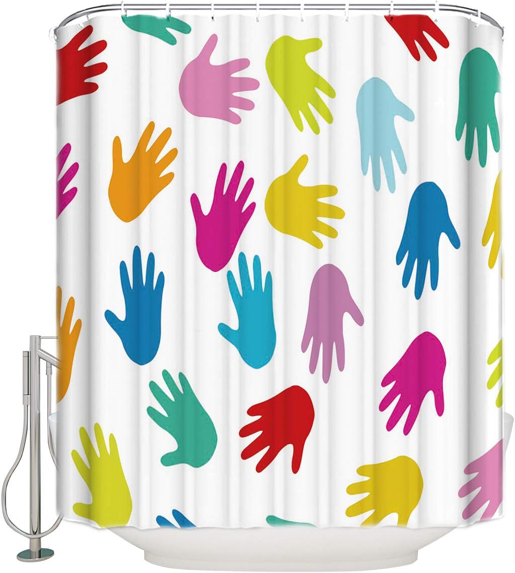 Colorful Palm Prints Bathroom Shower Curtain Home Decor