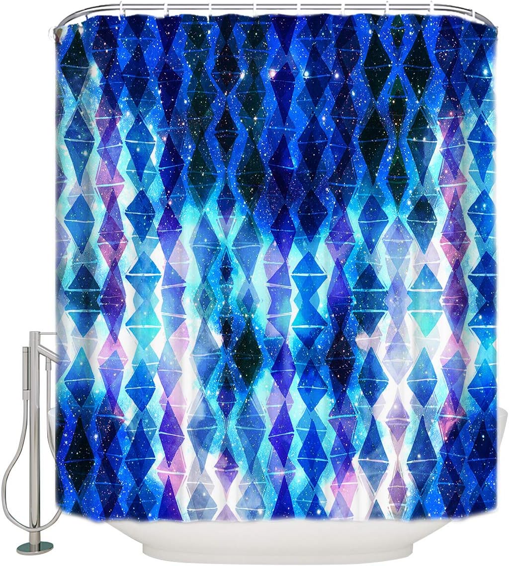 Glittering Geometric Diamond Lattice Bathroom Shower Curtain Home Decor