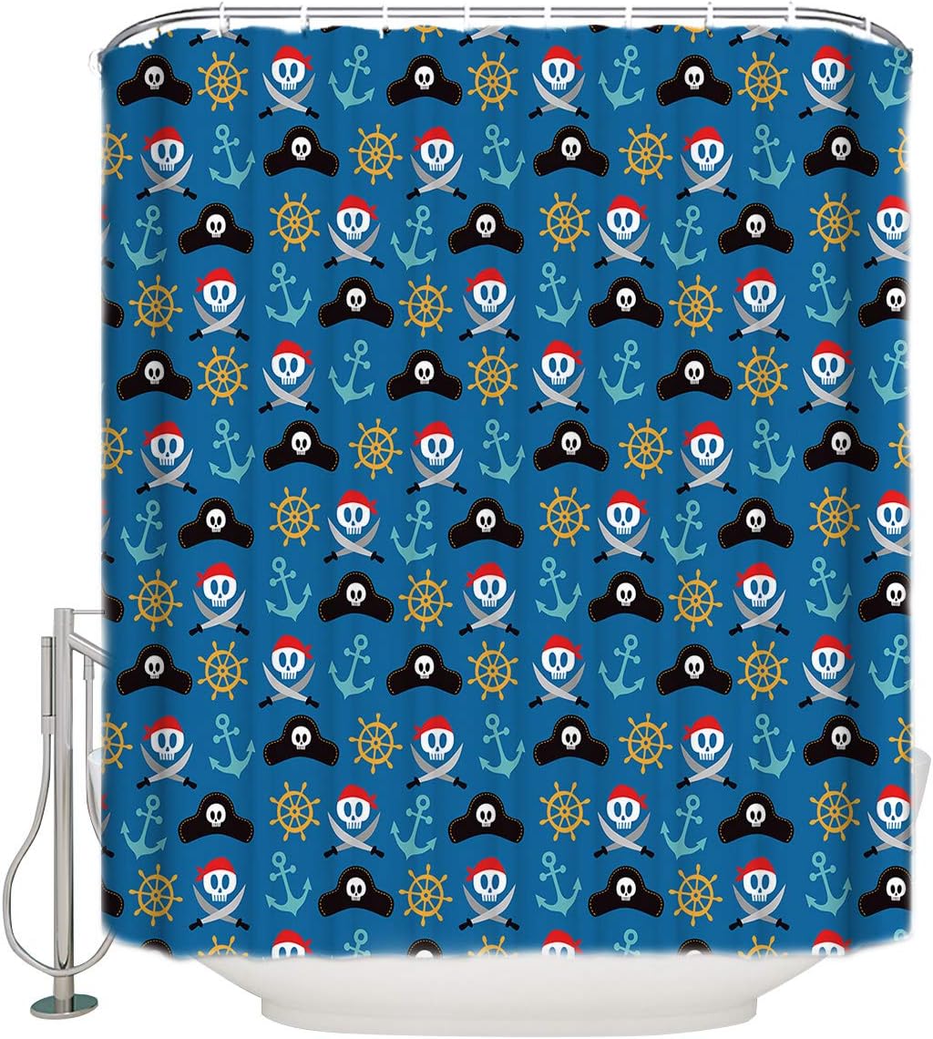 Dead Pirate Skull And Crossbones Bandit Warning Icon Piracy Bathroom Shower Curtain