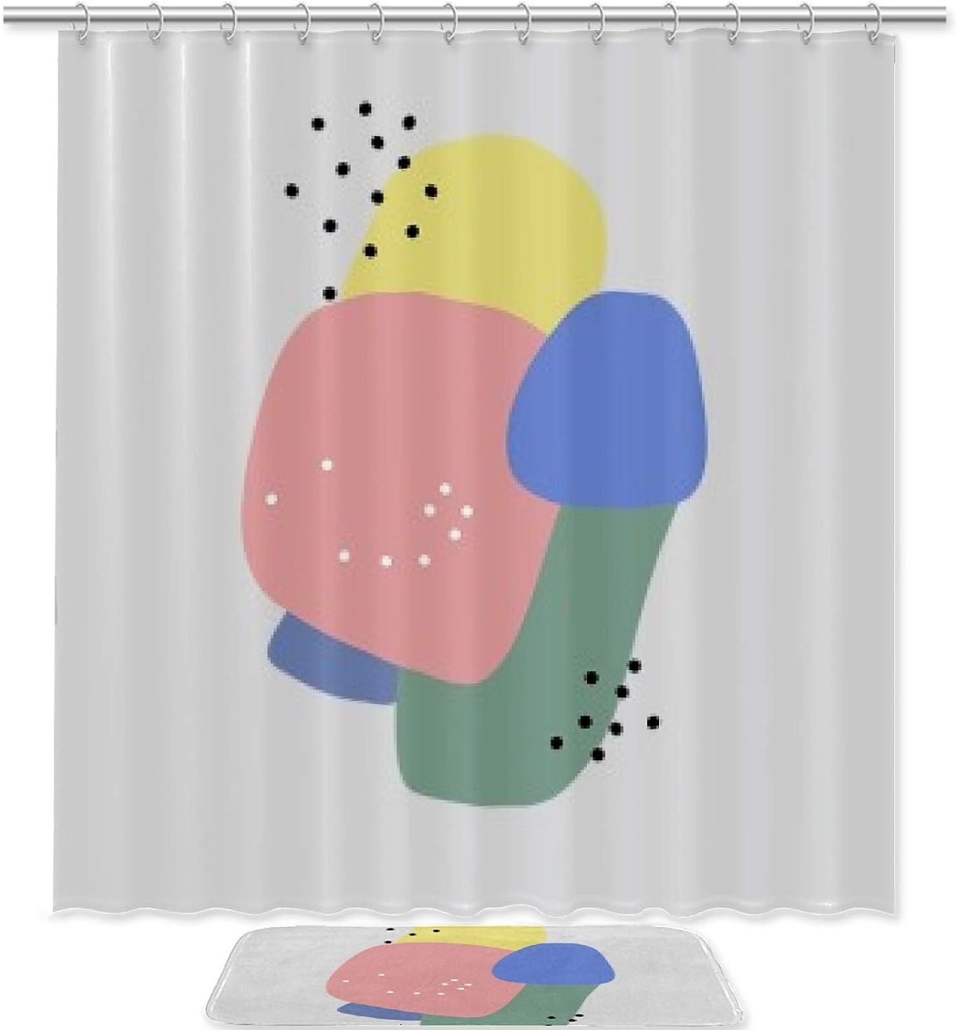 Stone Mushroom Fabric Bathroom Shower Curtain Durable Waterproof Bath Curtains