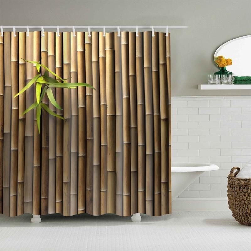 Eco-Friendly Waterproof Shower Curtain With Bamboo Leaf Theme Add Elegance To Bathroom
