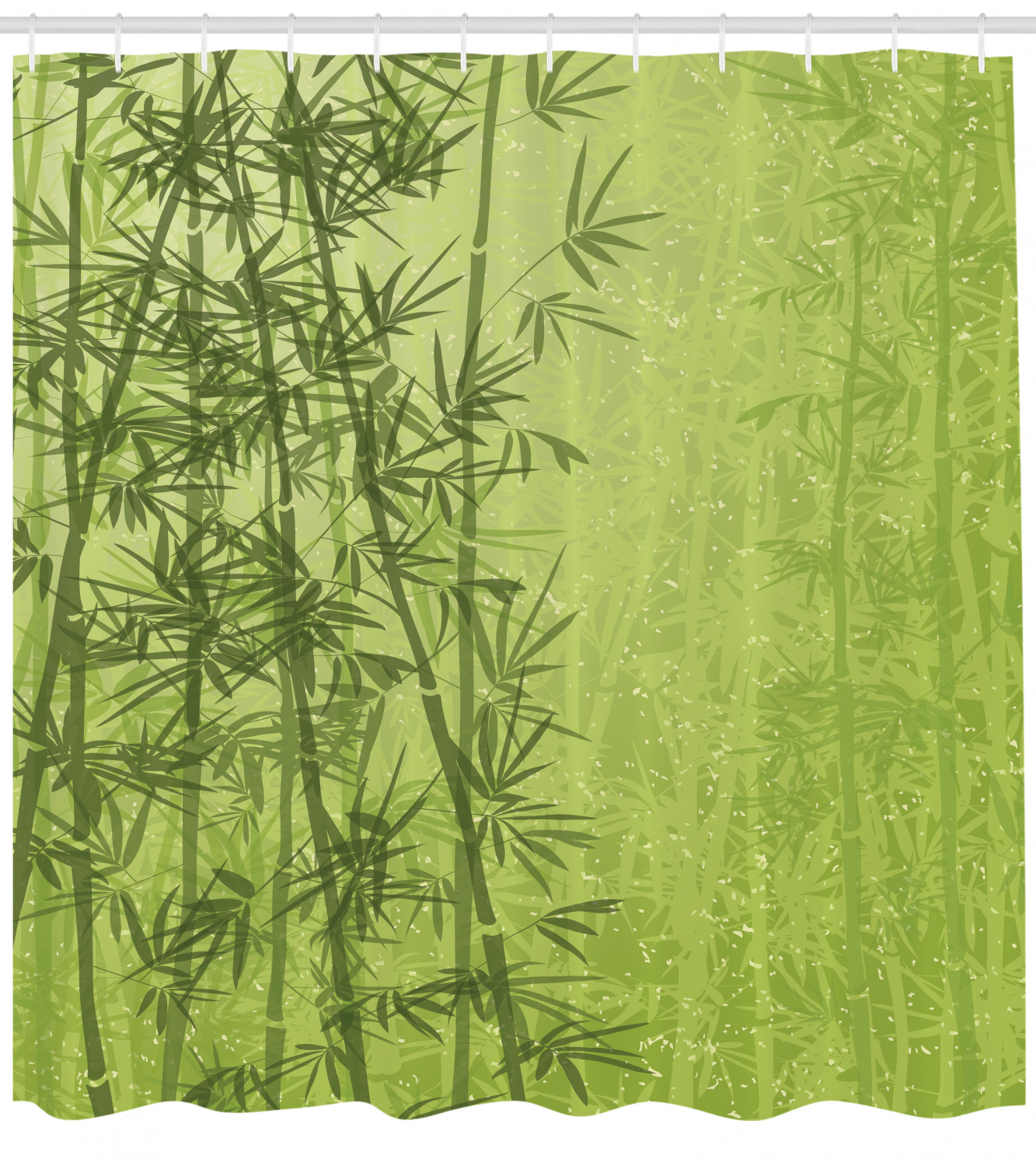 Fun Frog Print Shower Curtain With Bamboo Jungle Trees For Bathroom Decor