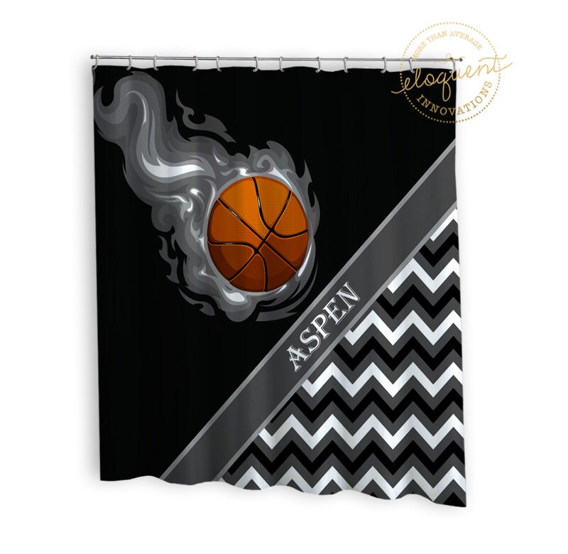 Sports Gray And Black Shower Curtain A Must-Have For Boys And Girls Bathrooms