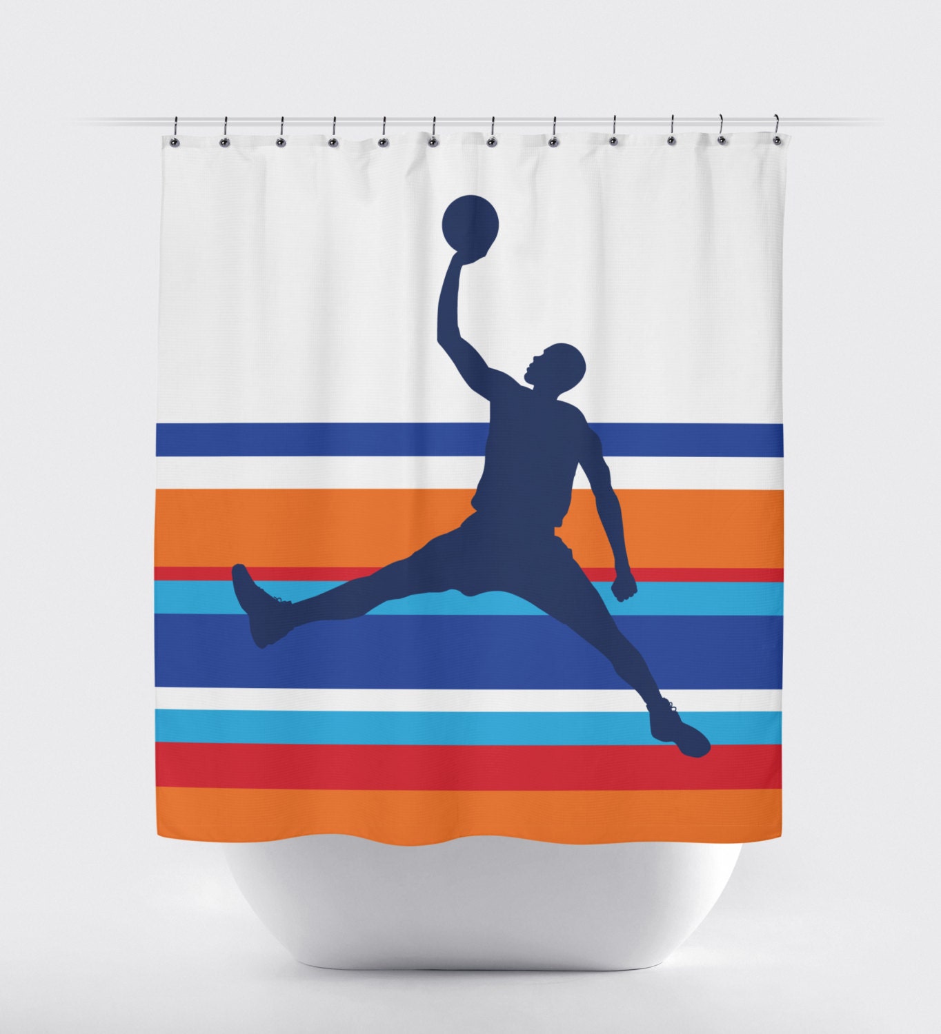 Personalized Striped Basketball Shower Curtain Celebrate Your Little Player With This Special Gift