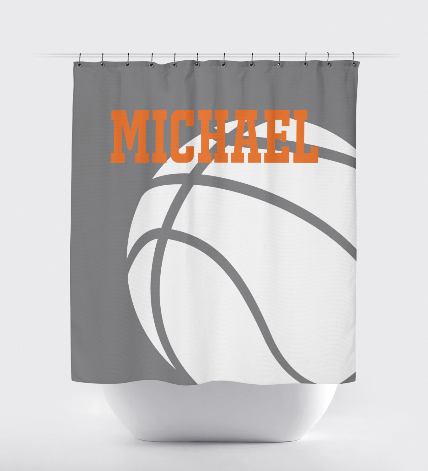 Custom Basketball Shower Curtain Perfect For Any Color Scheme And Featuring Monogram Design