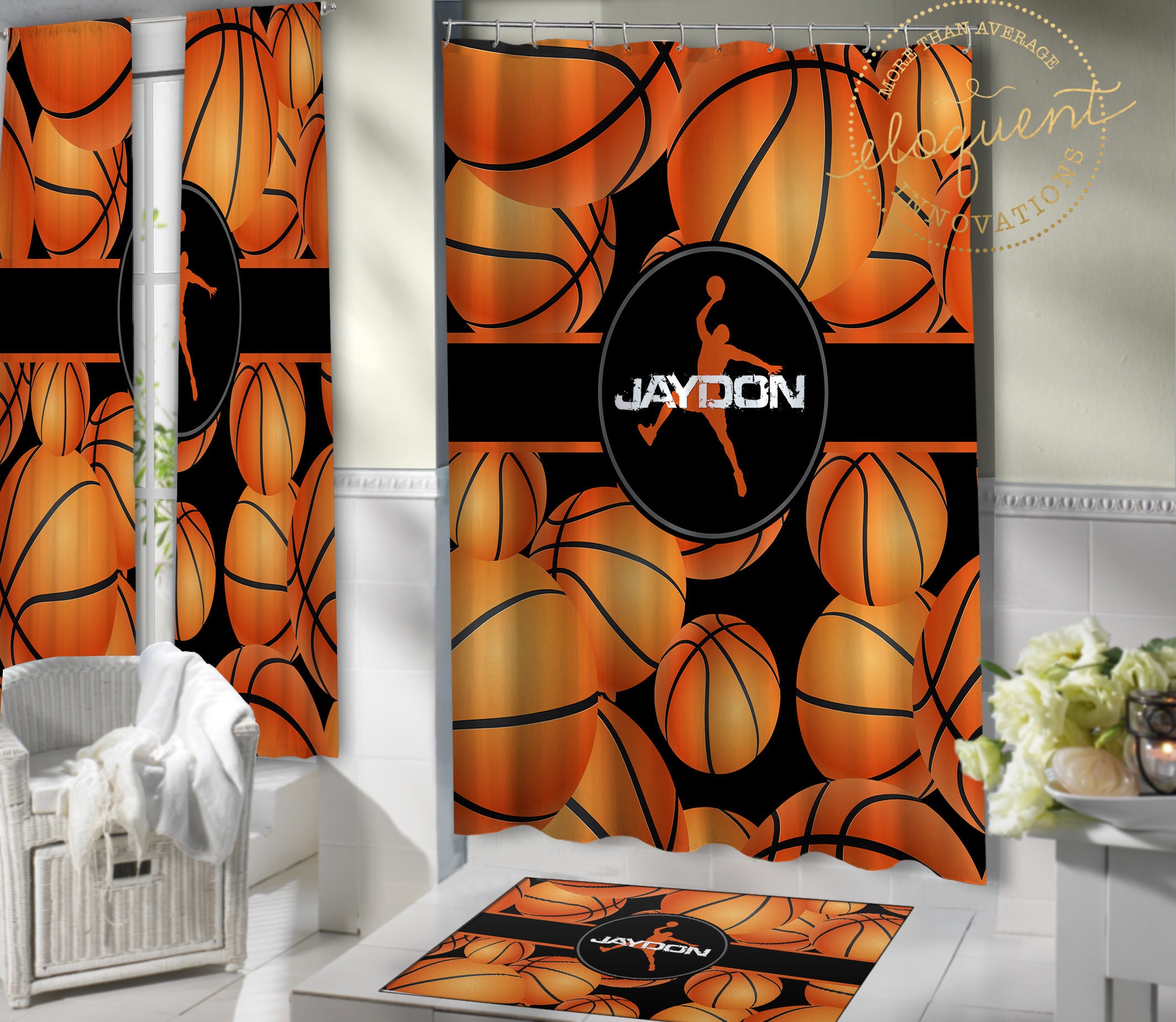 Personalized Basketball Shower Curtain Celebrate Your Little Players Birthday With This Set